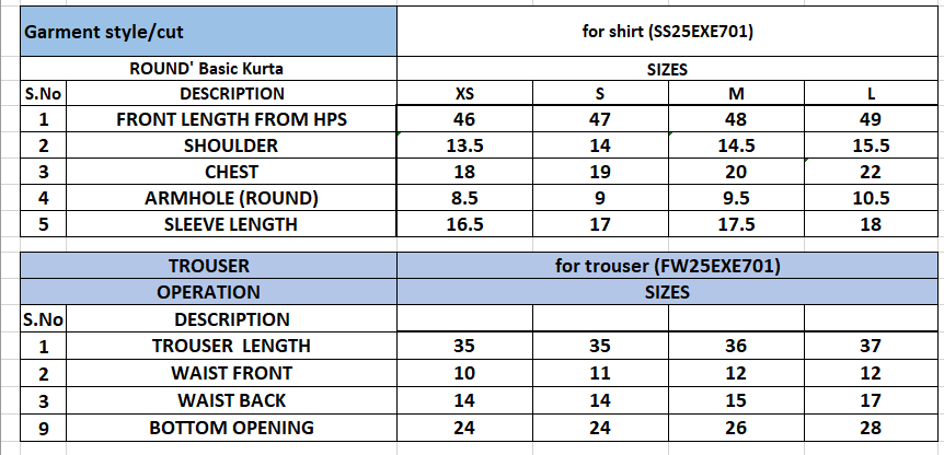 Size Chart