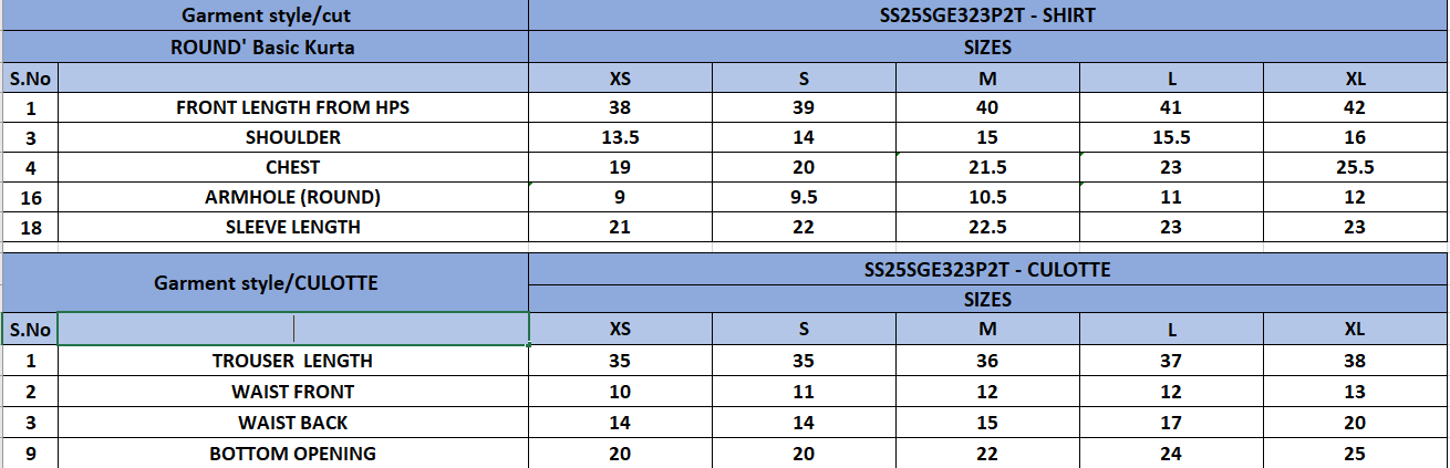 Size Chart