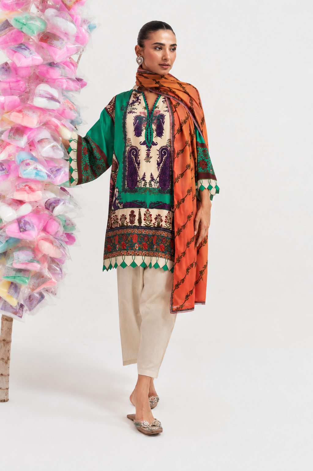 Stitched Printed Linen Shirt+ Dupatta Main image