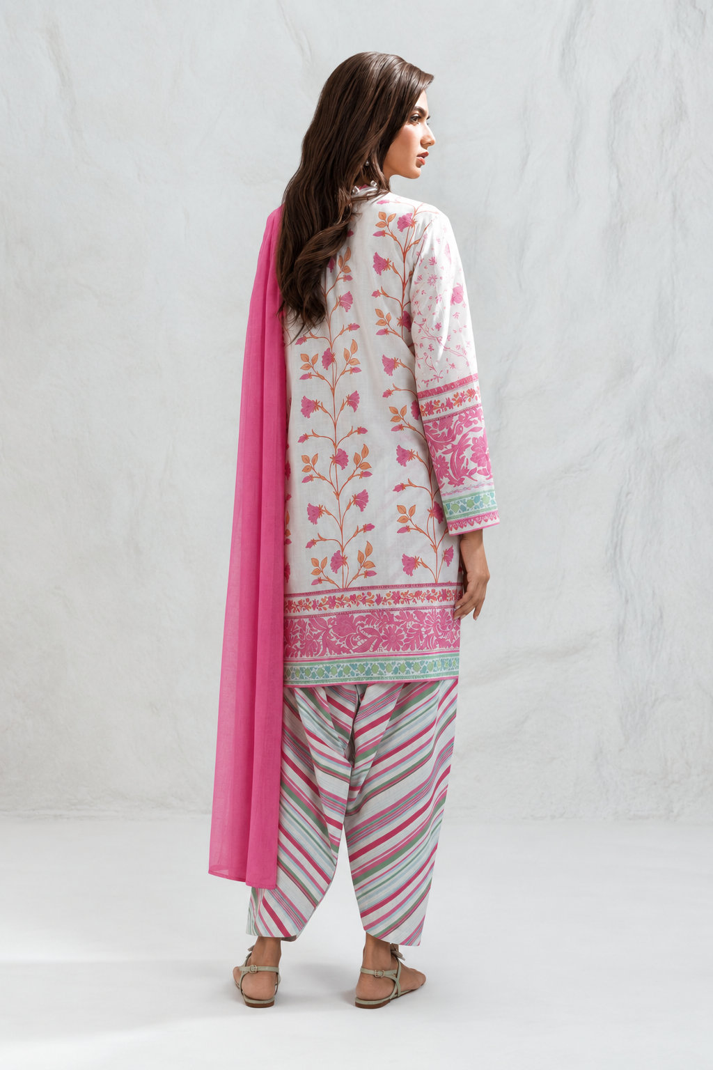 Stitched Embroidered Lawn Shirt Secondary image