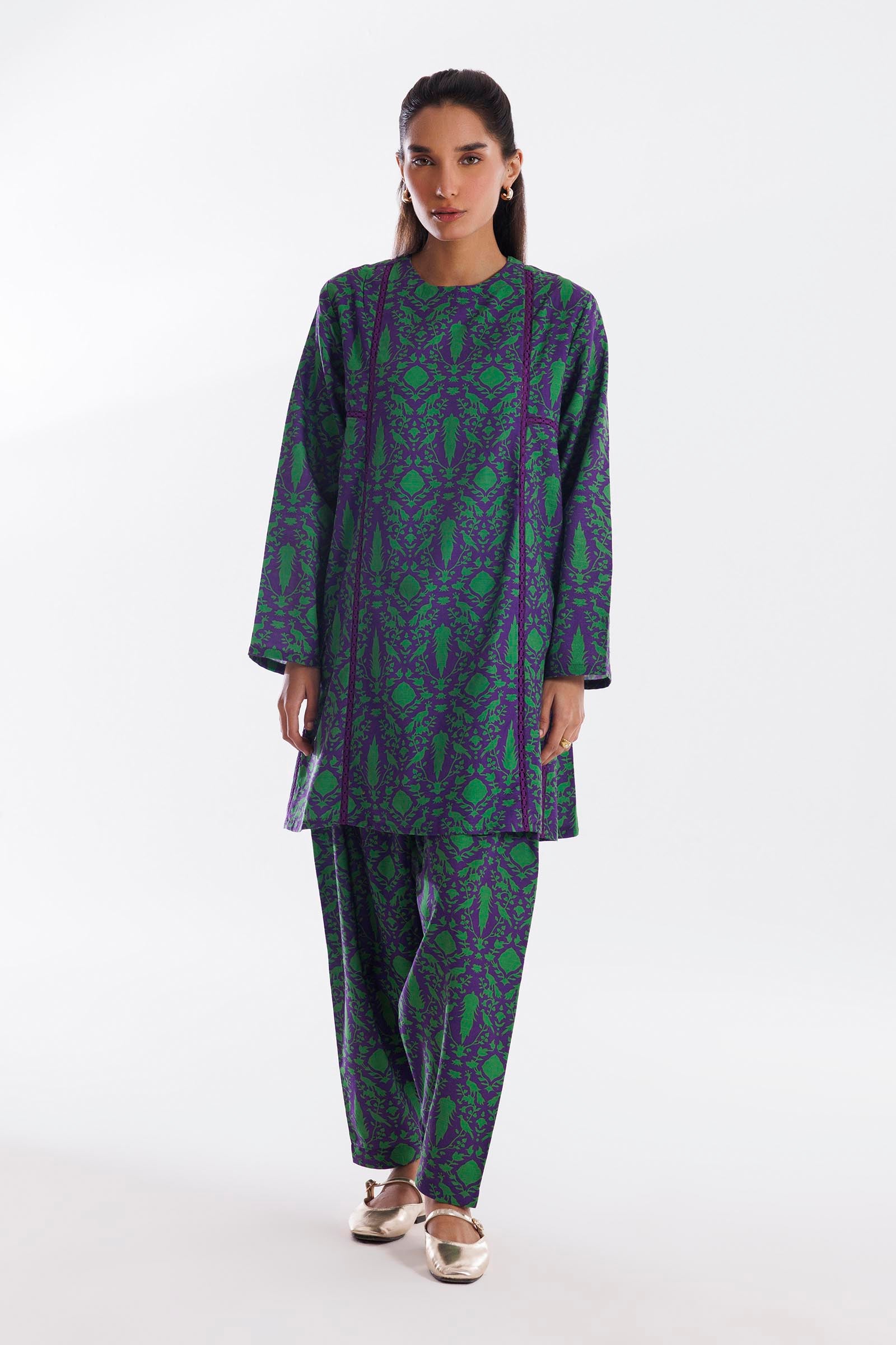 Stitched Printed Khaddar Shirt + Shalwar Main image