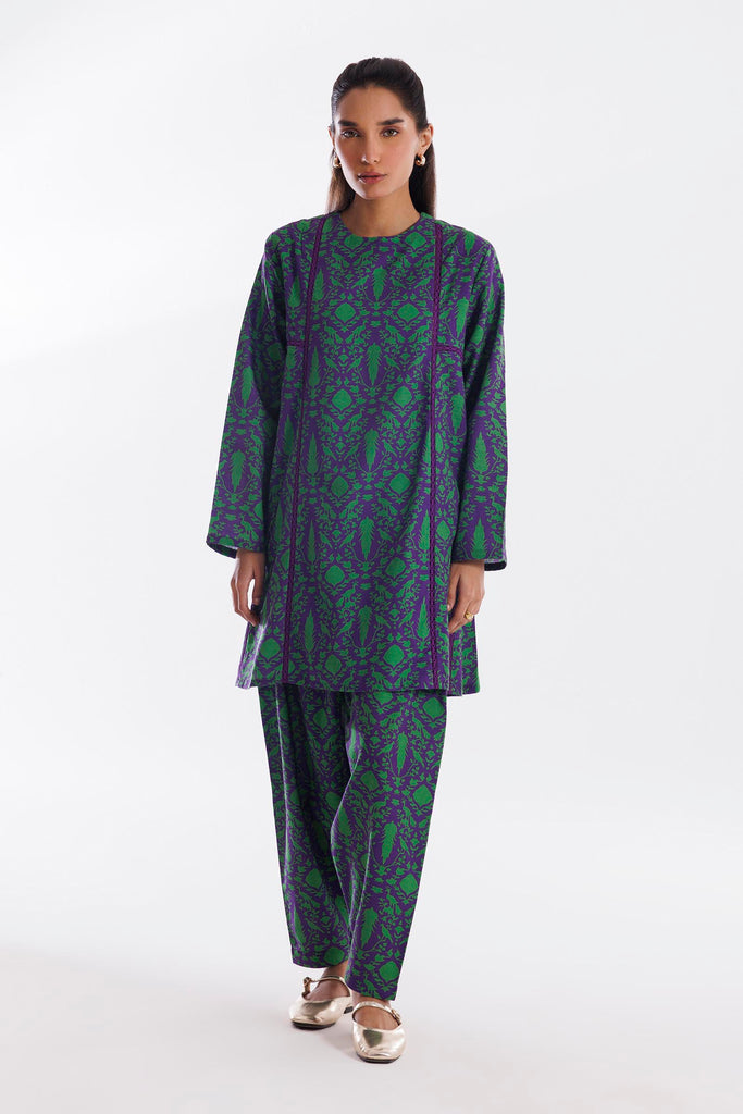 Stitched Printed Khaddar Shirt + Shalwar