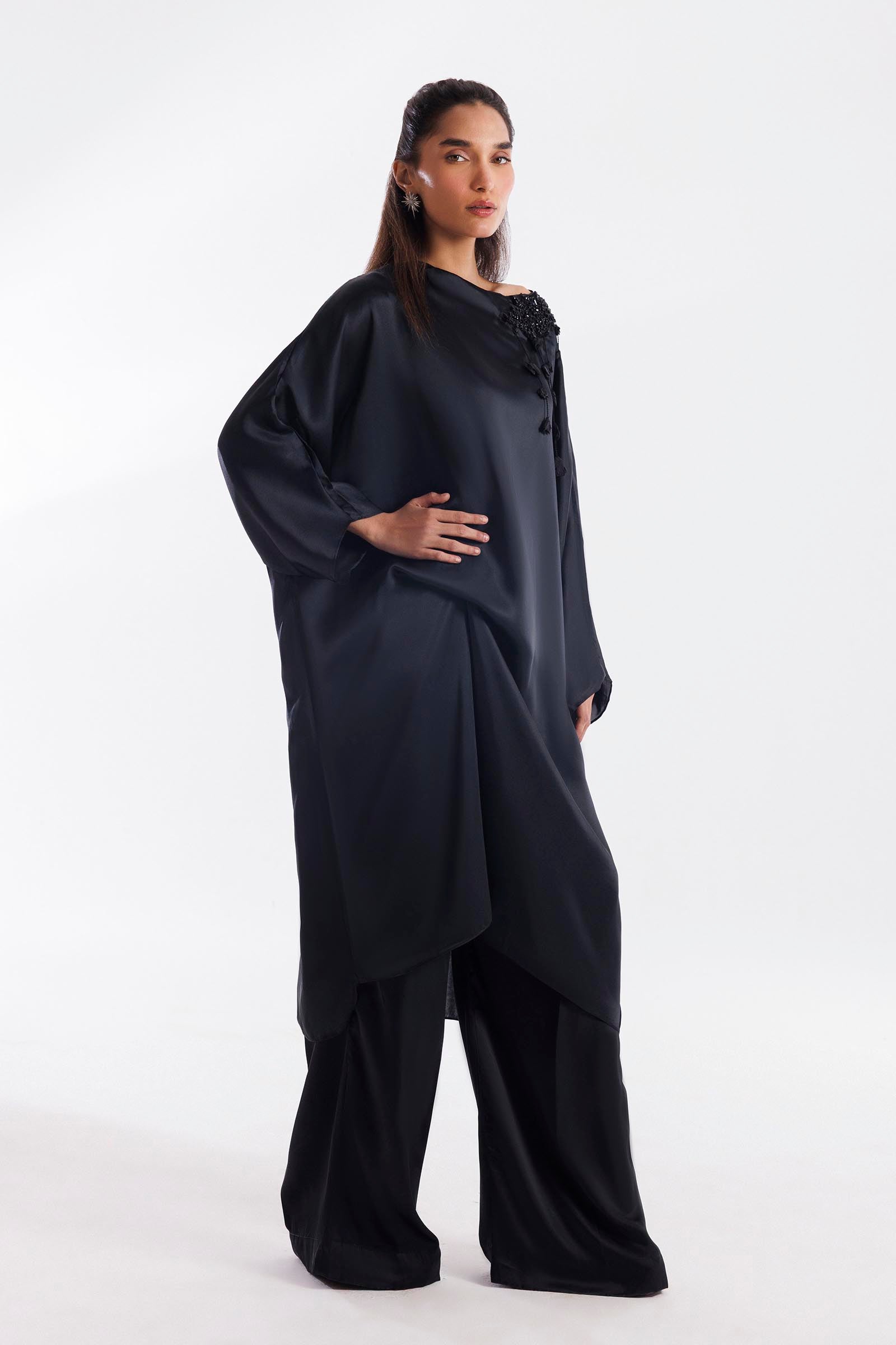 Stitched Dyed Satin Shirt + Culotte Main image