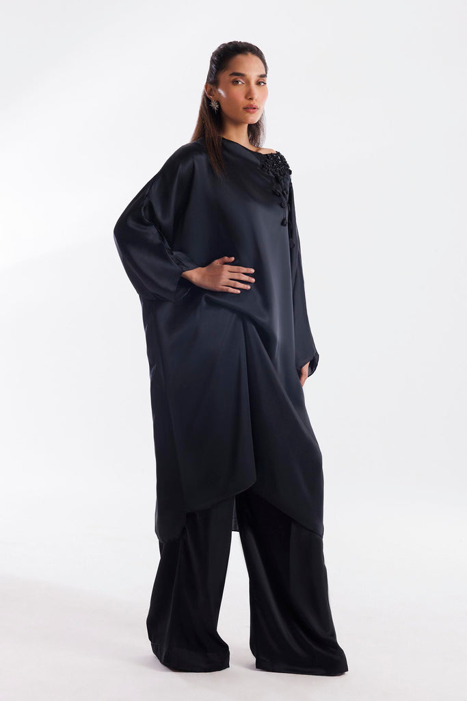 Stitched Dyed Satin Shirt + Culotte