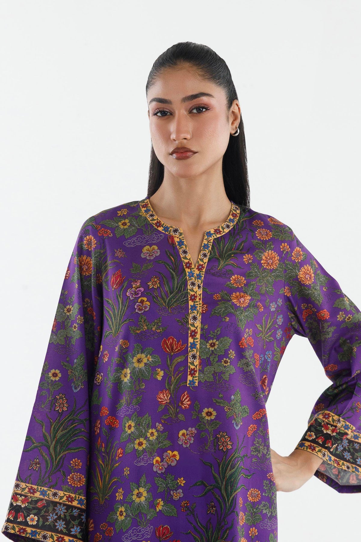 Stitched Printed Cambric Shirt+ Culotte