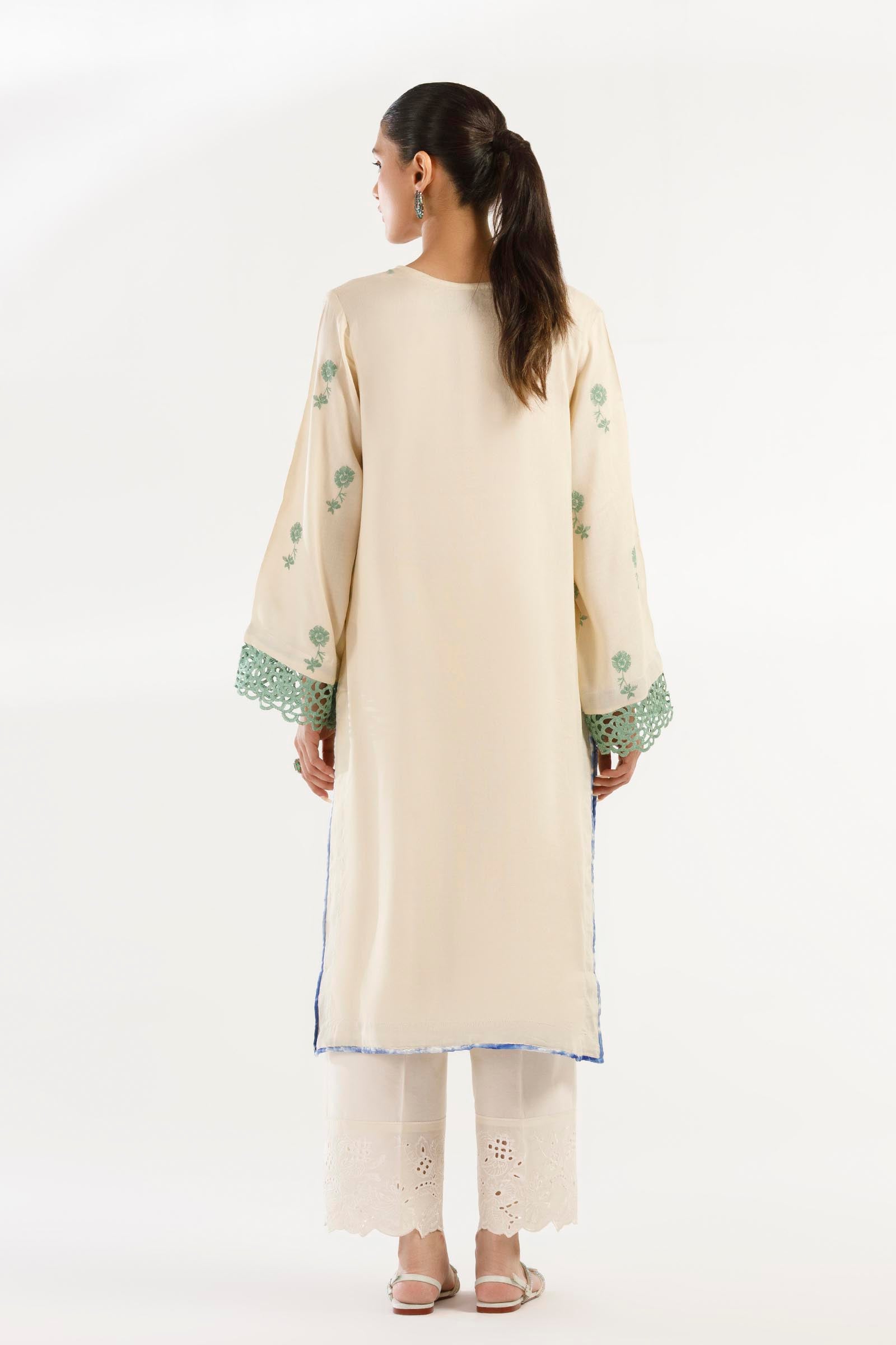 Stitched Embroidered Linen Shirt Secondary image