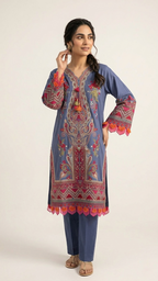 Stitched Embroidered Viscose Silk Shirt