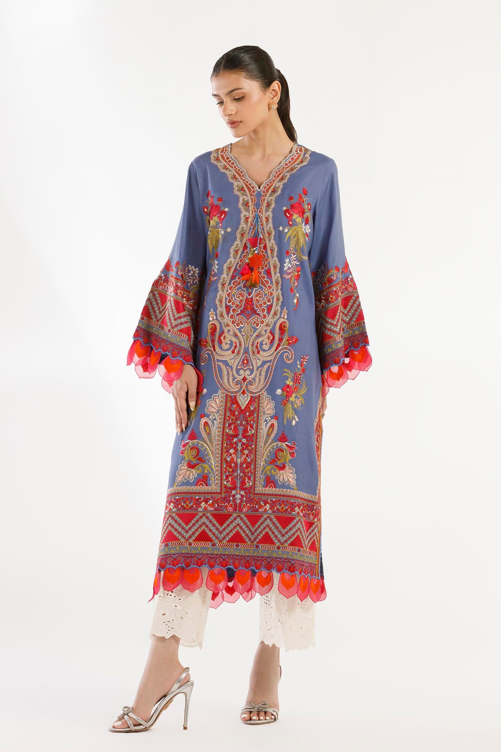 Stitched Embroidered Viscose Silk Shirt Main image