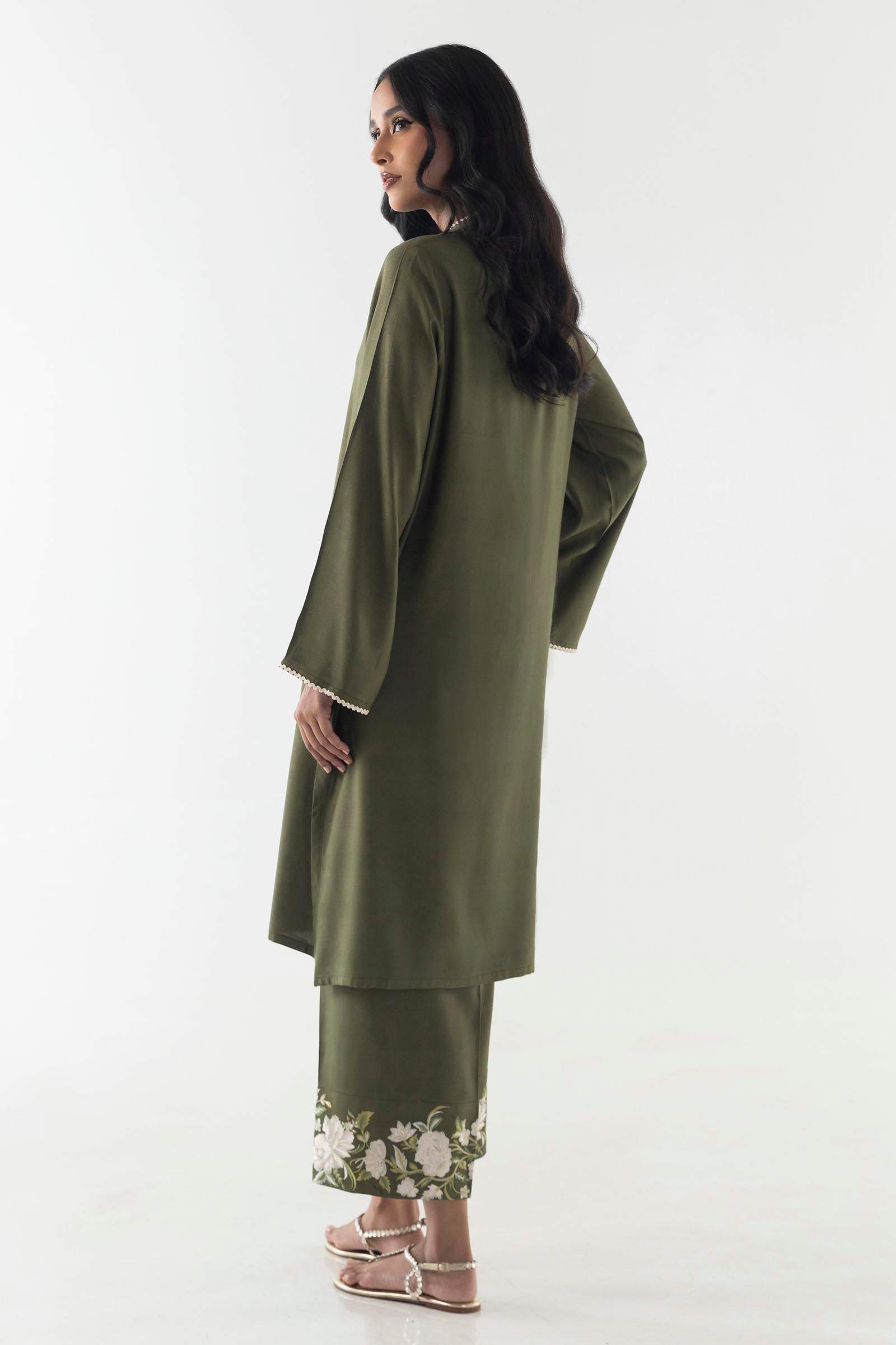 Stitched Olive Printed Shirt + Culotte Main image
