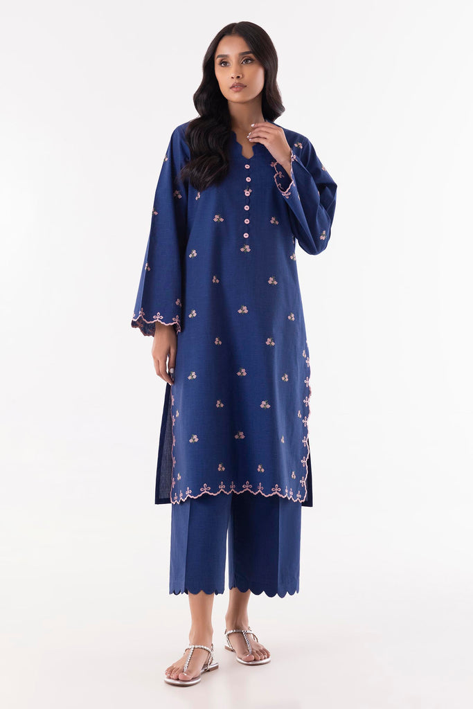 Stitched Blue Embroidered Shirt + Culotte