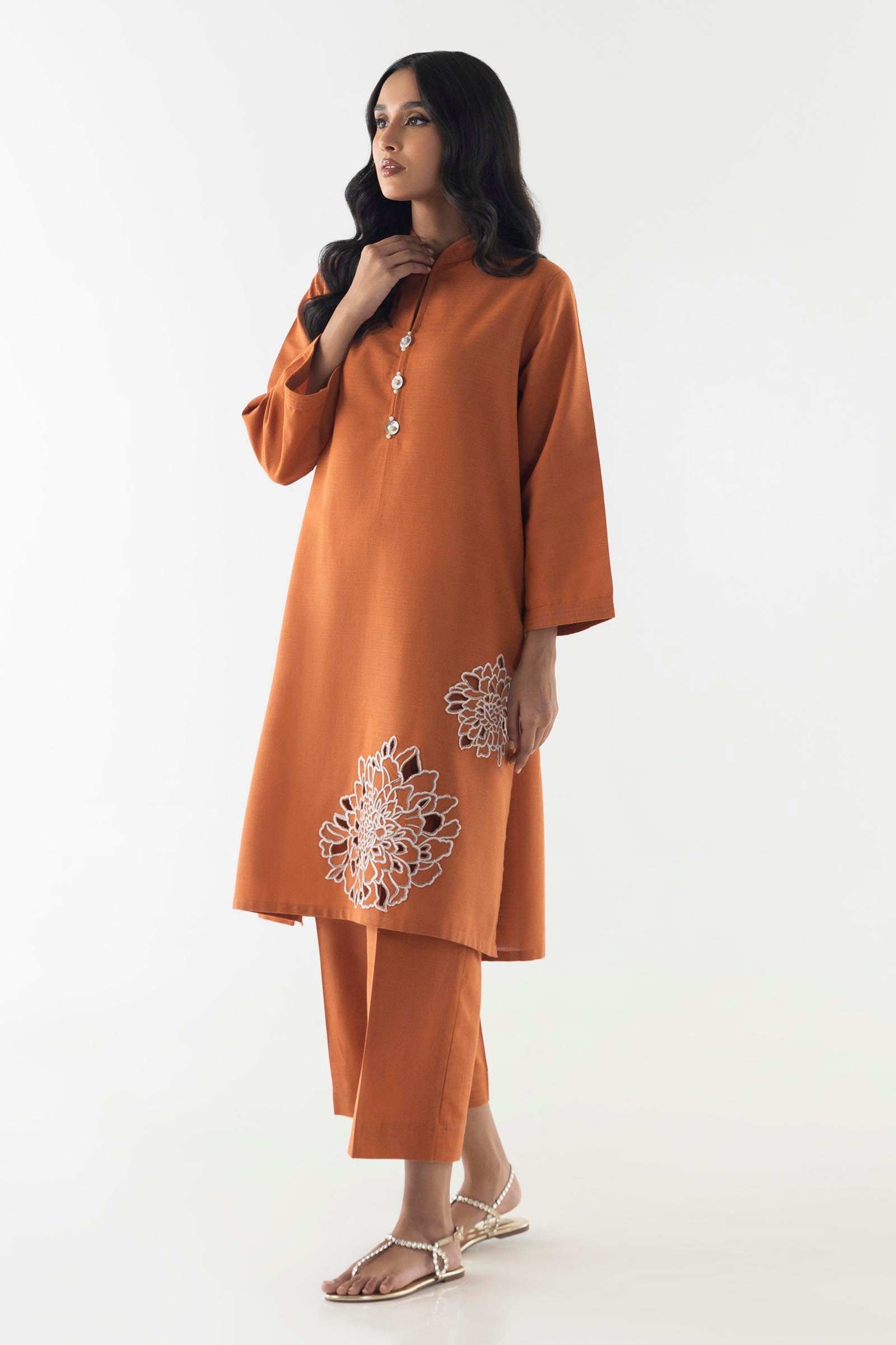 Stitched Orange Embroidered Shirt + Culotte Main image