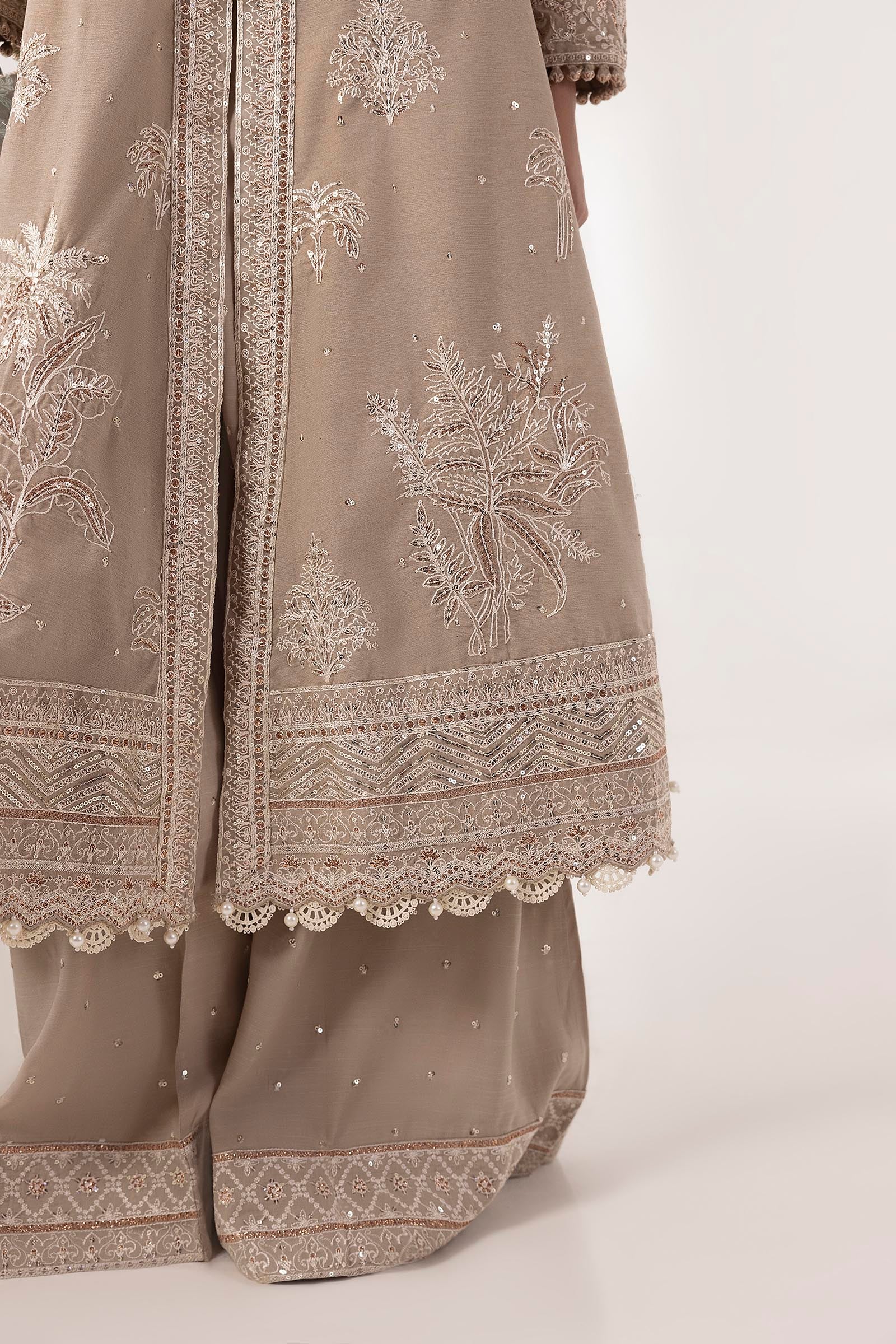 Stitched Embroidered Shirt + Culotte + Dupatta