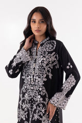Stitched Black Embroidered Shirt + Culotte