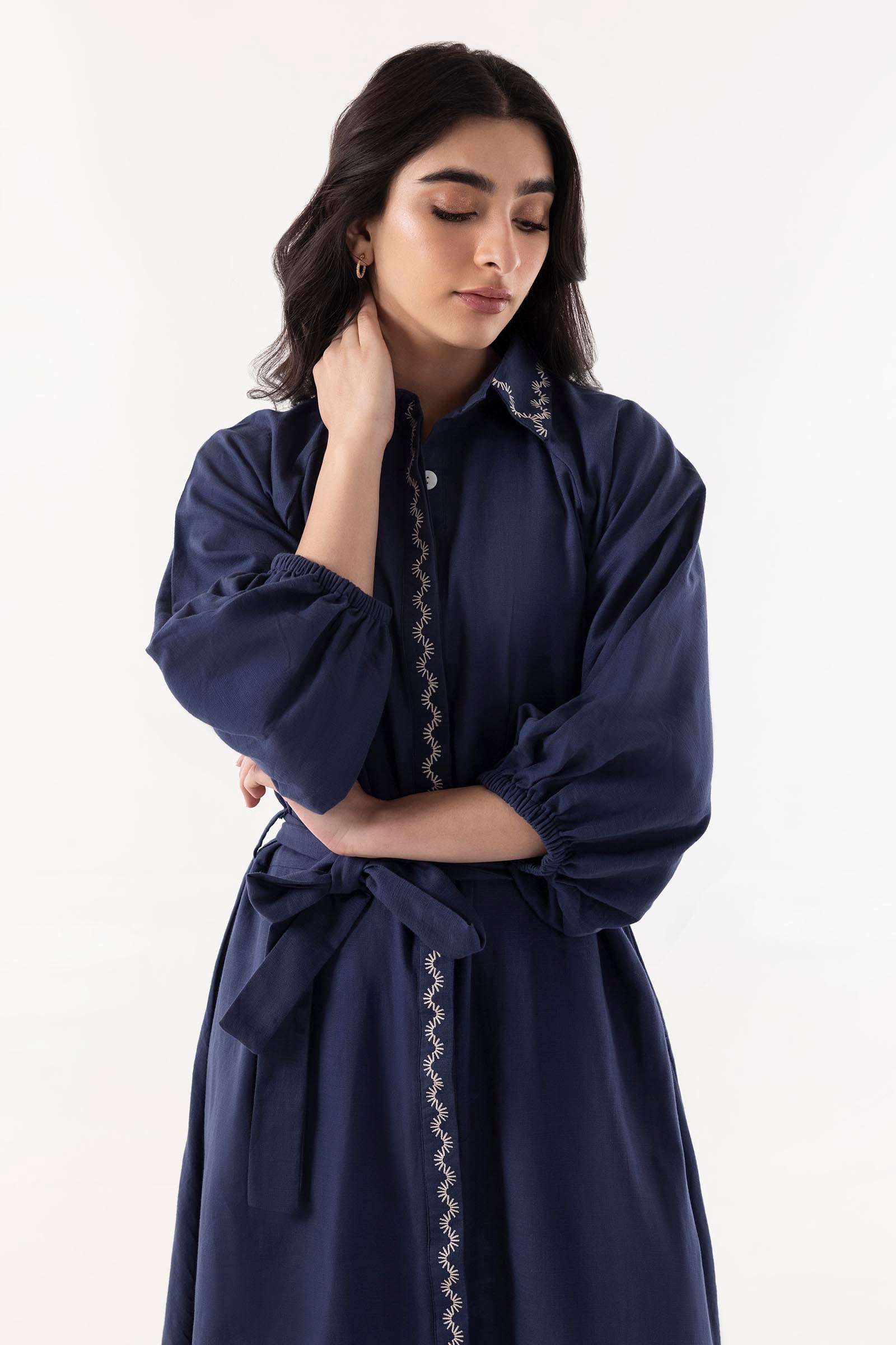 Stitched Blue Dress Secondary image