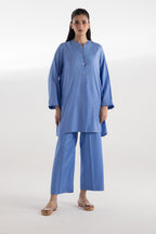 Stitched Dyed Chikan Kari Shirt + Culotte