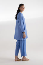 Stitched Dyed Chikan Kari Shirt + Culotte