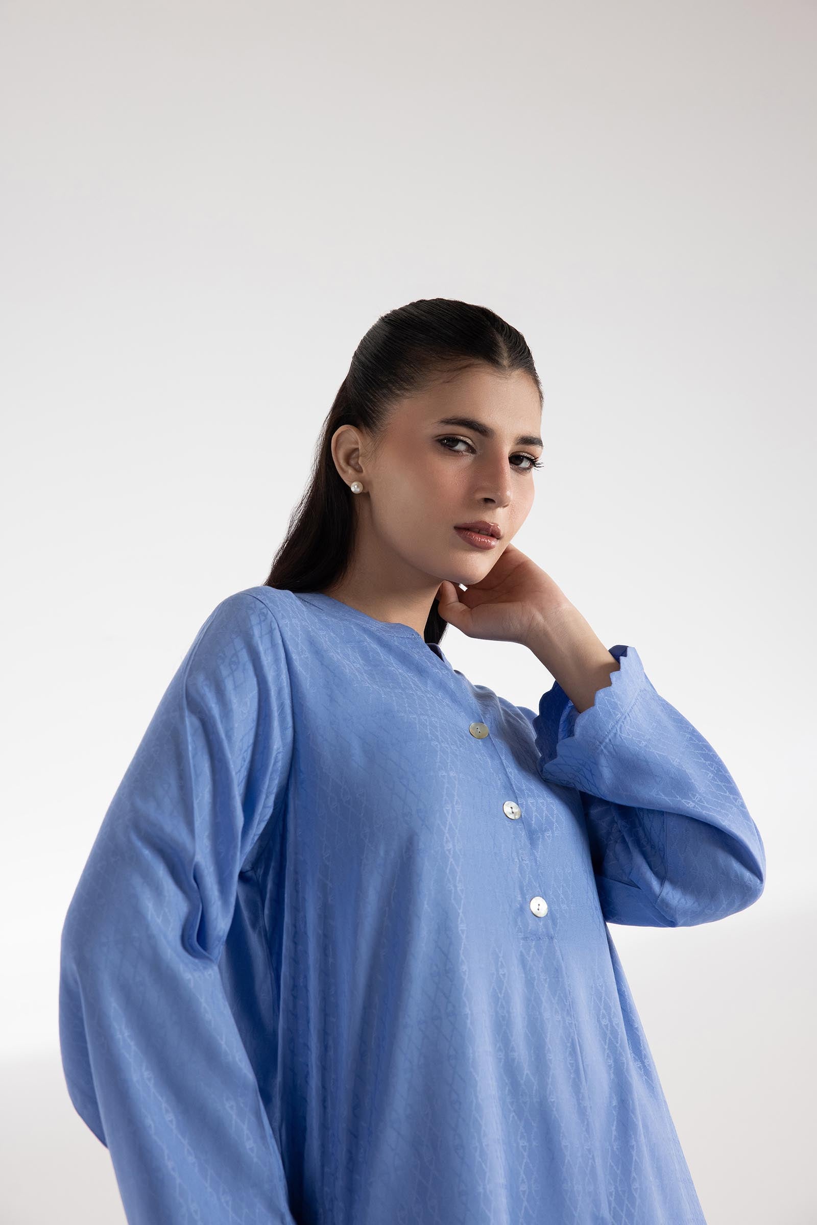 Stitched Dyed Chikan Kari Shirt + Culotte Secondary image