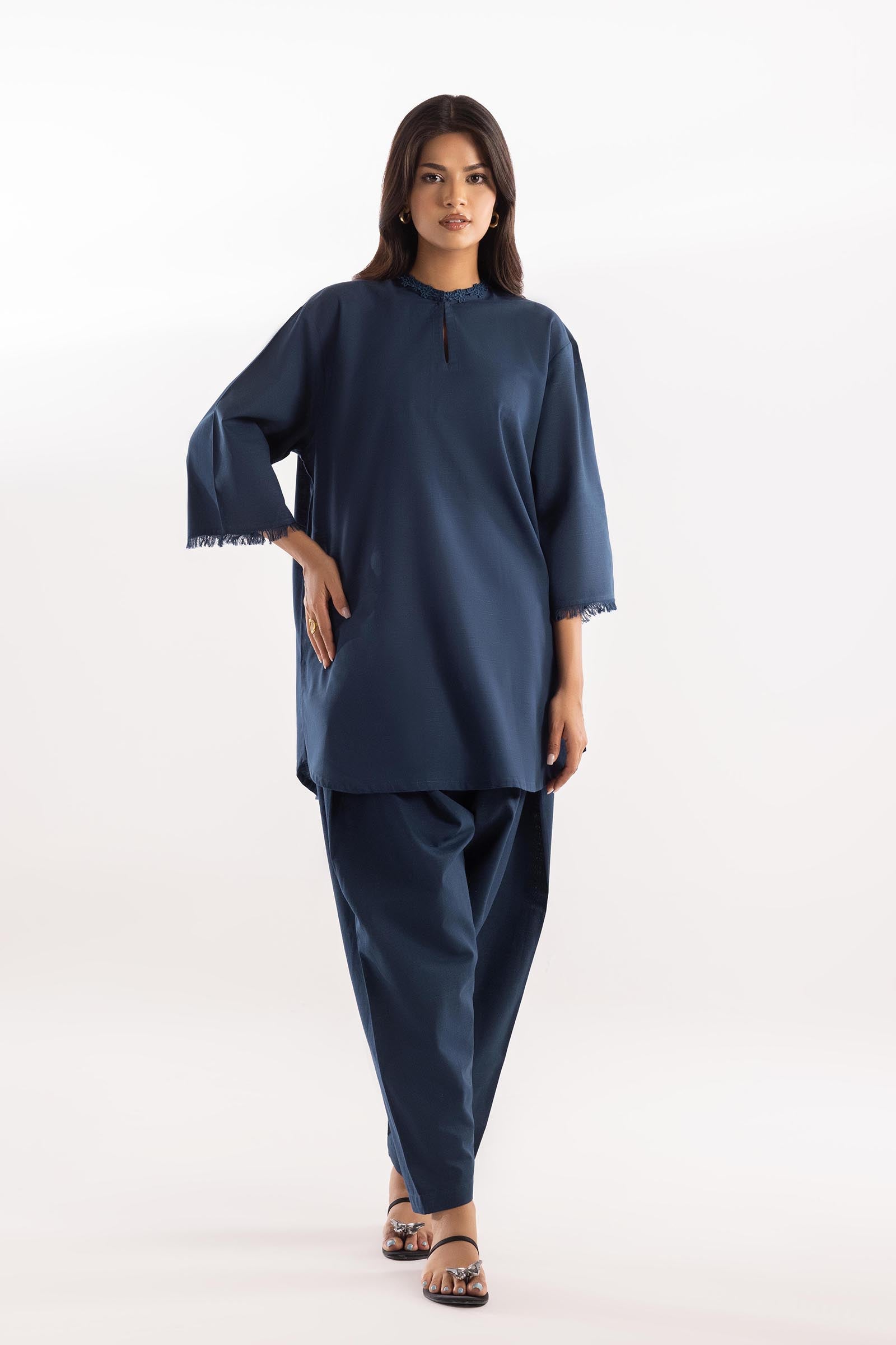 Stitched Dyed Khaddar Shirt + Shalwar Main image