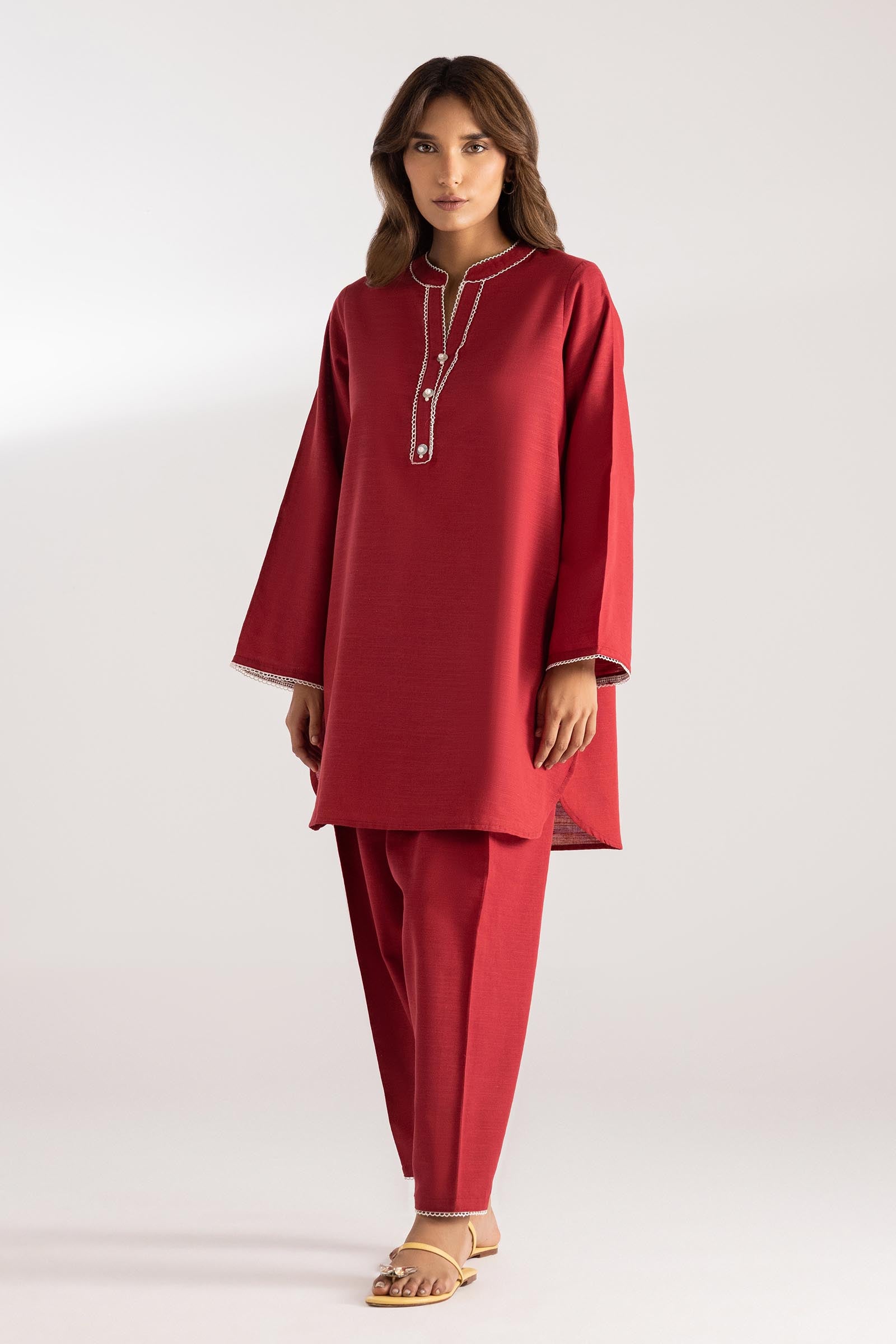 Stitched Dyed Khaddar Shirt + Shalwar Main image