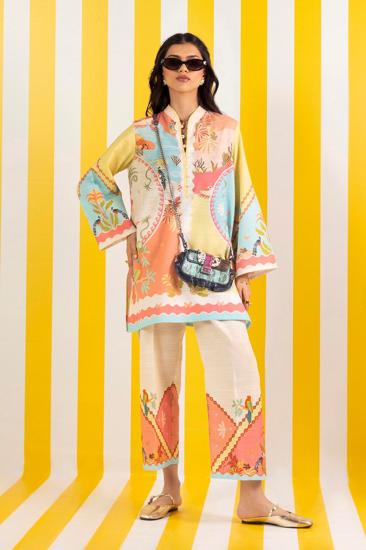 Stitched Printed Khaddar Shirt + Culotte Main image