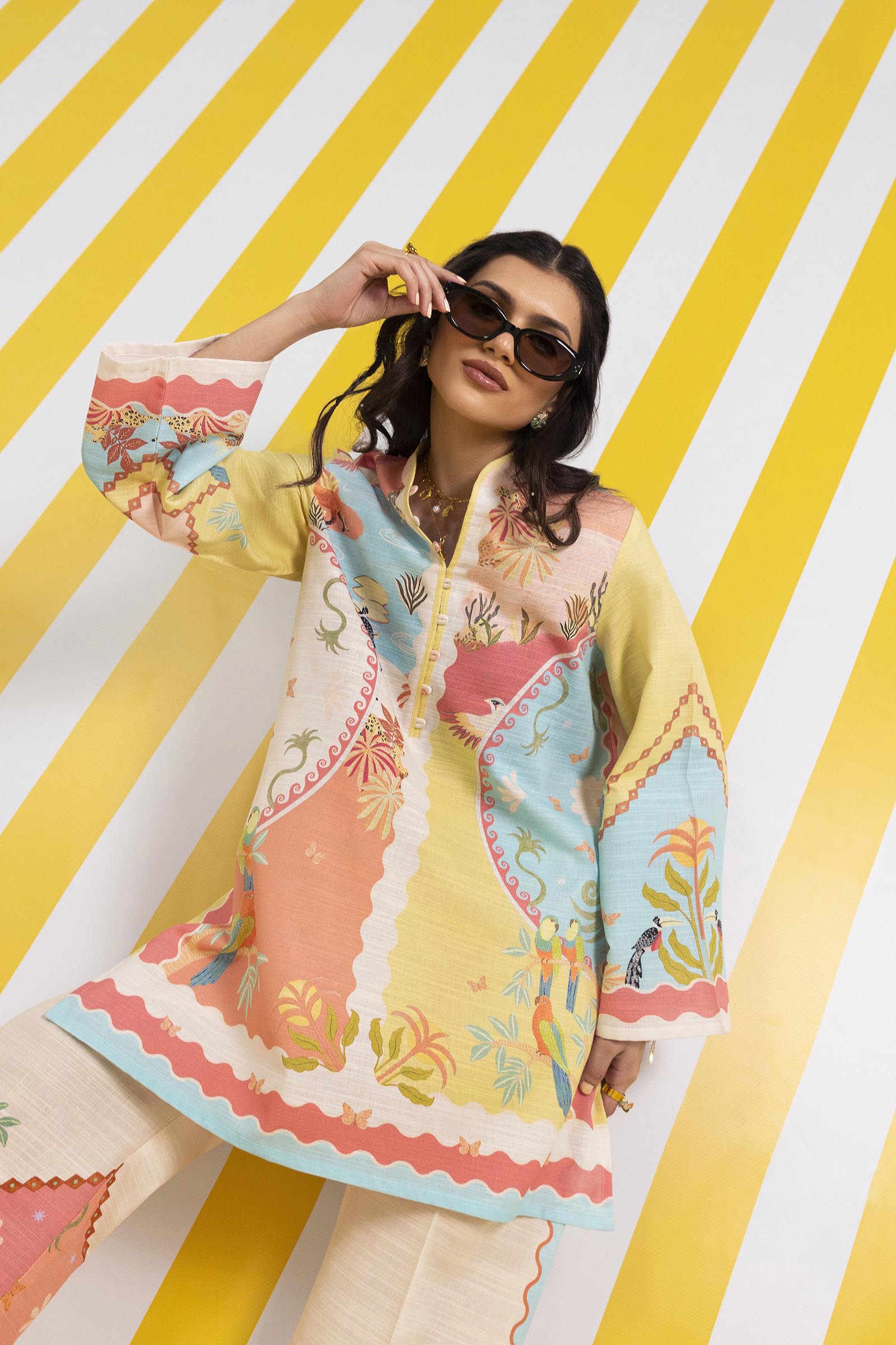 Stitched Printed Khaddar Shirt