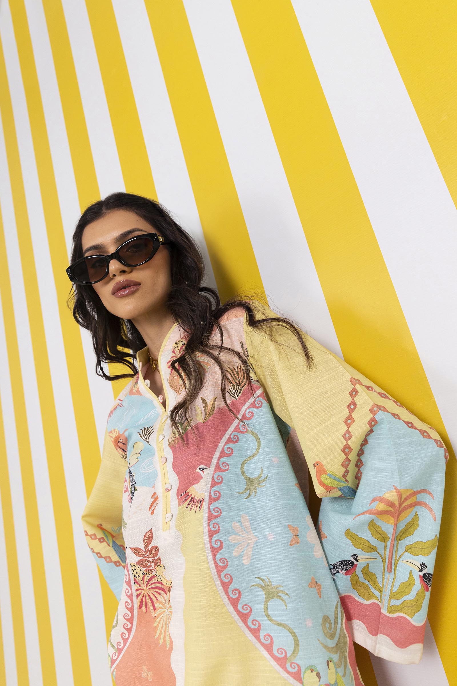 Stitched Printed Khaddar Shirt + Culotte