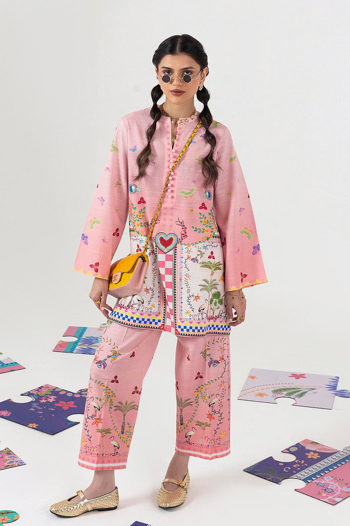 Stitched Printed Khaddar Shirt + Culotte