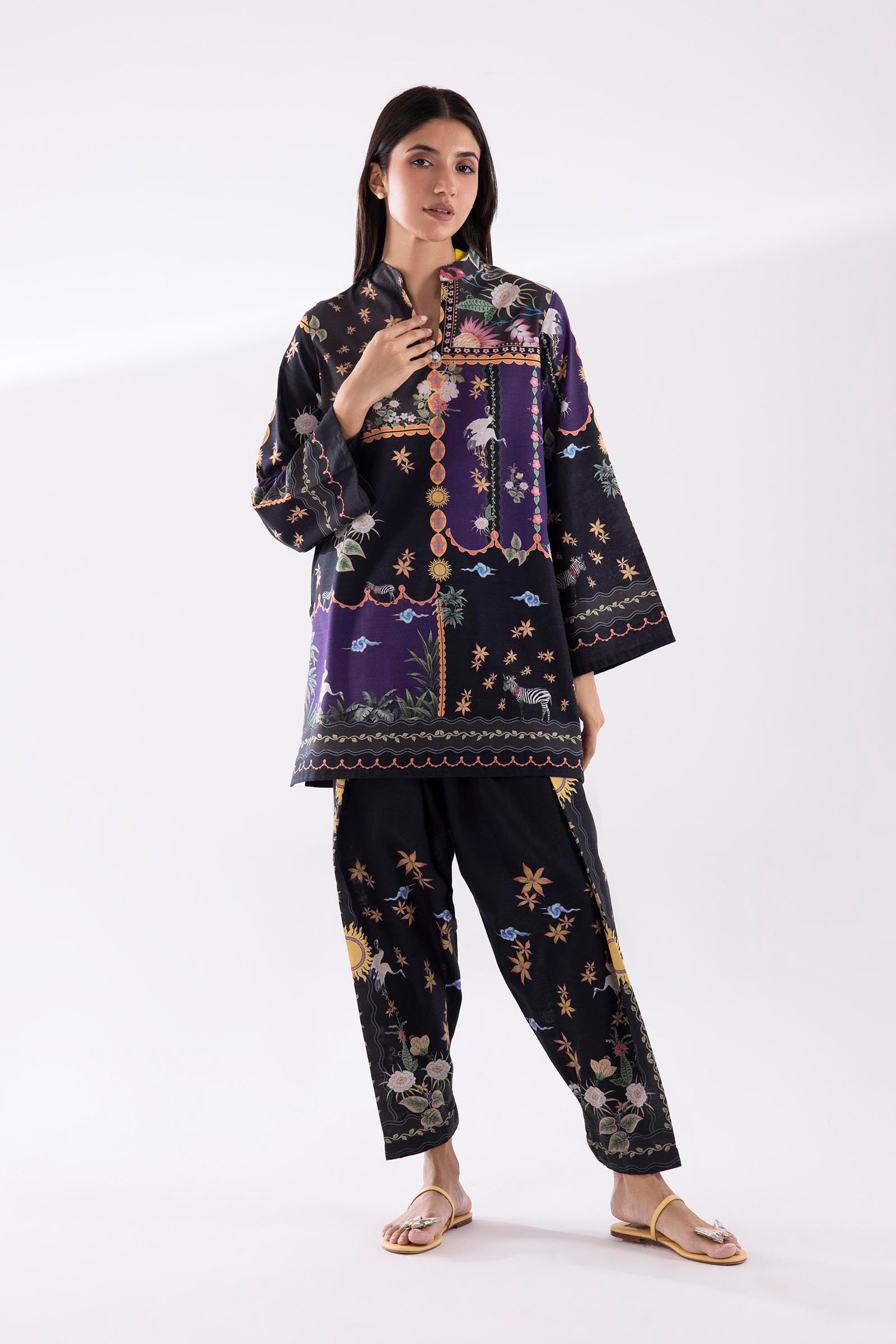 Stitched Printed Khaddar Shirt + Shalwar