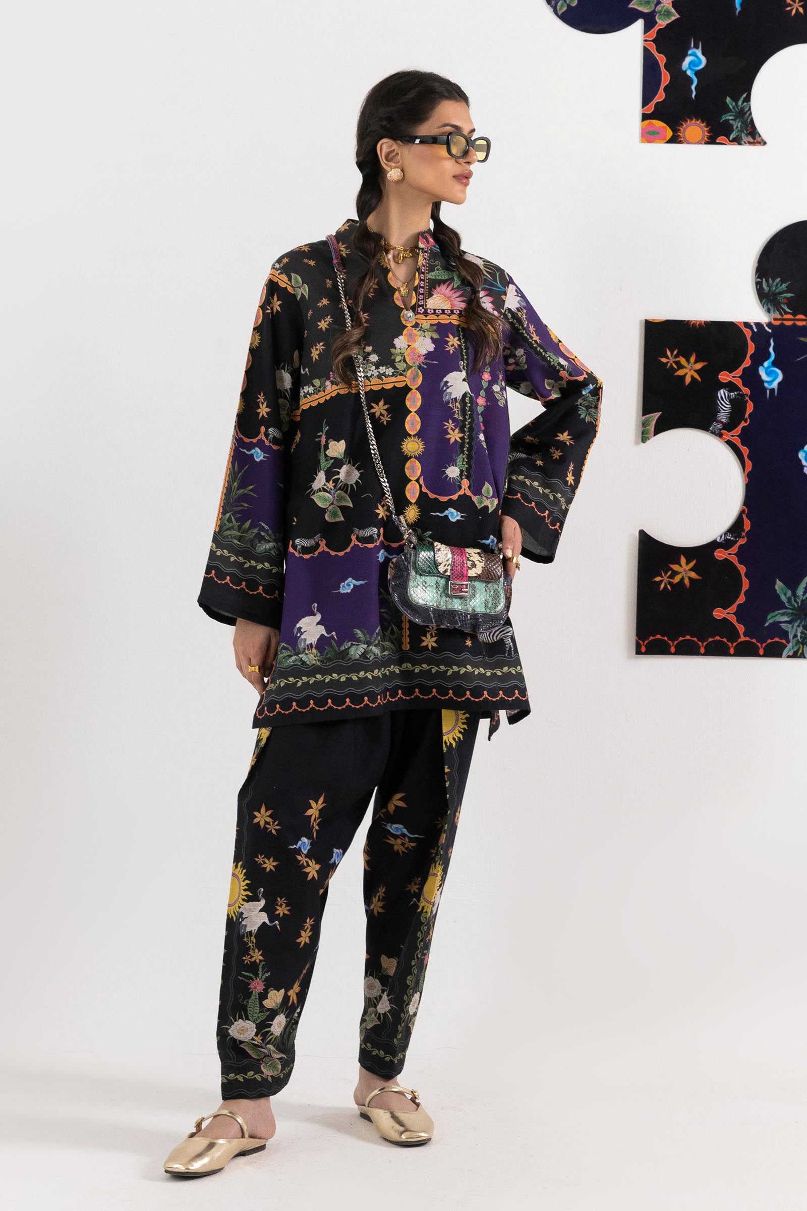 Stitched Printed Khaddar Shirt + Shalwar Main image