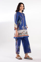 Stitched Printed Khaddar Shirt + Culotte