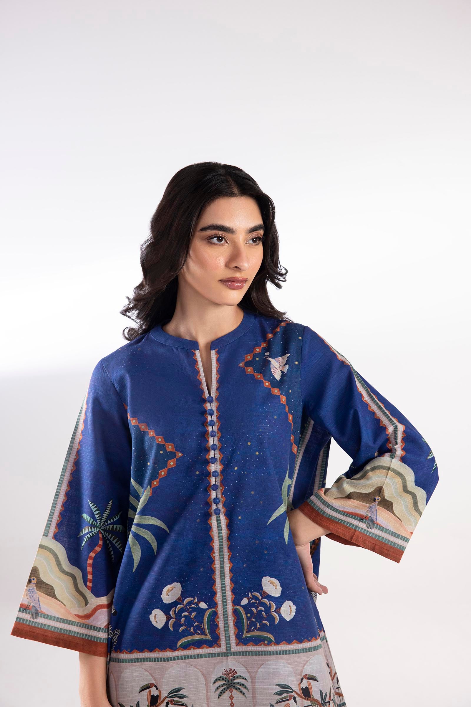 Stitched Printed Khaddar Shirt Secondary image