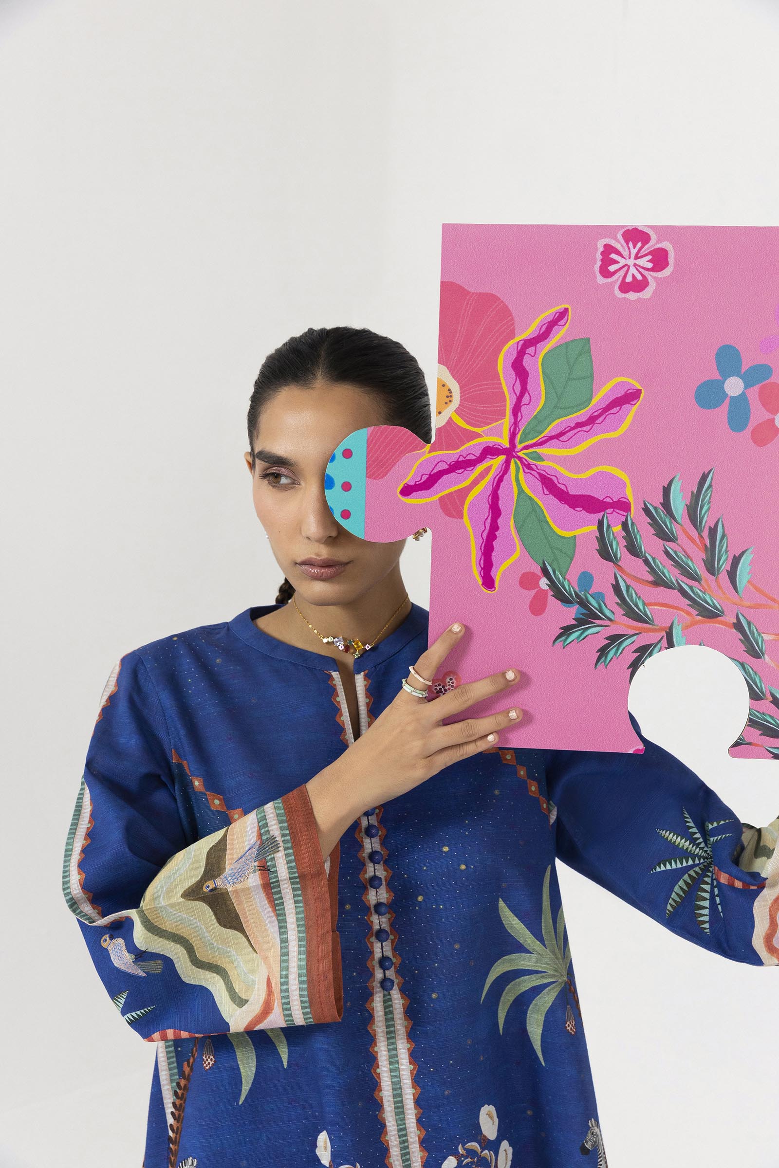 Stitched Printed Khaddar Shirt