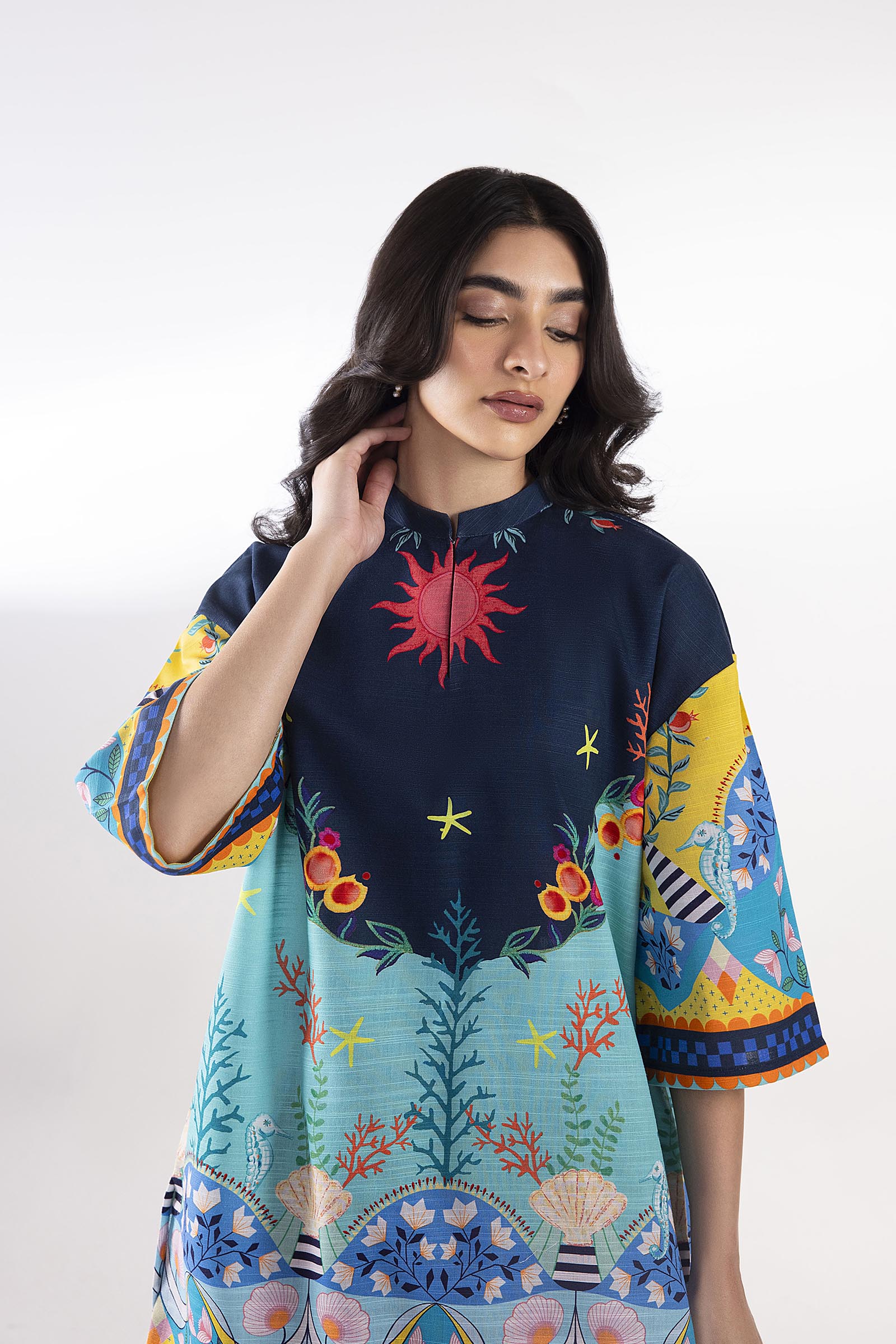 Stitched Printed Khaddar Shirt Secondary image