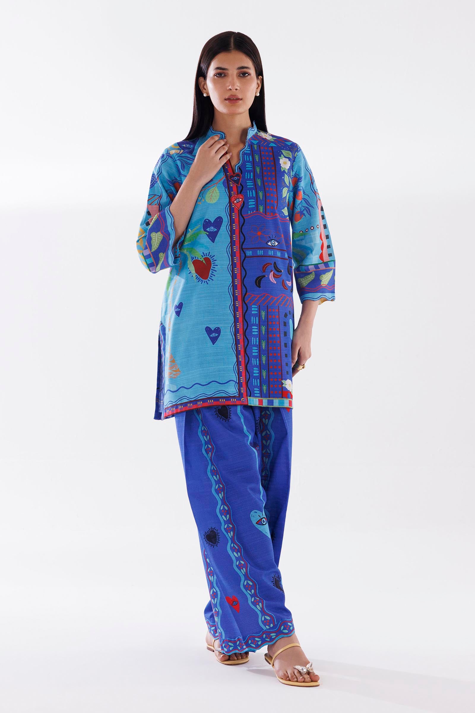 Stitched Printed Khaddar Shirt + Shalwar Main image