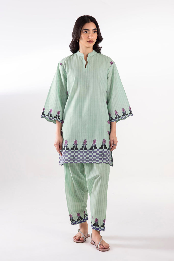 Stitched Printed Fancy Slub Shirt + Shalwar