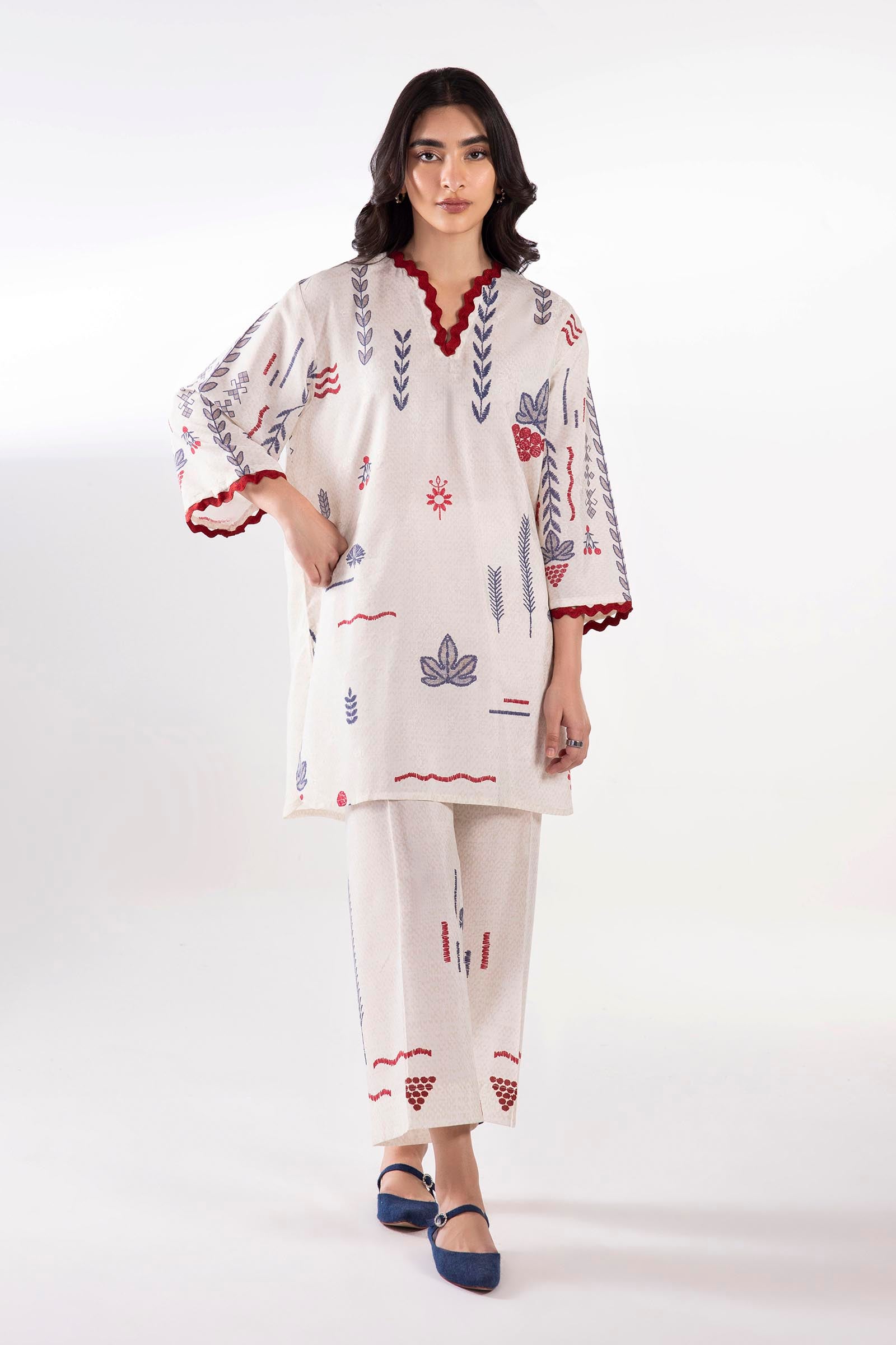 Stitched Printed Jacquard Shirt + Culotte Main image