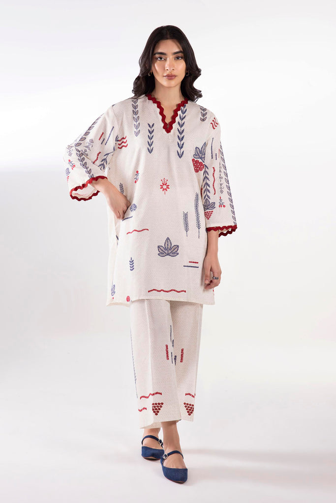 Stitched Printed Jacquard Shirt + Culotte