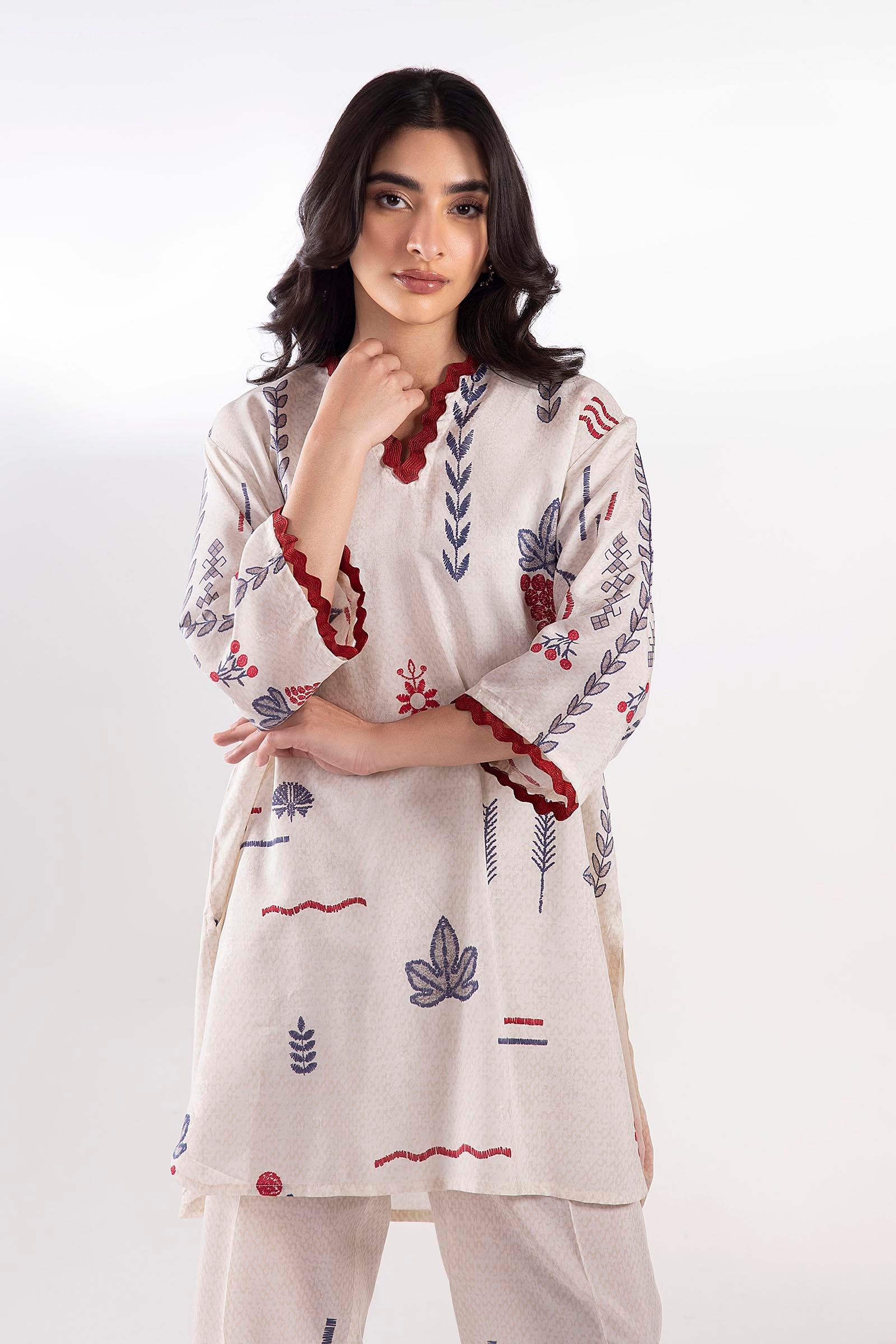 Stitched Printed Jacquard Shirt + Culotte Secondary image