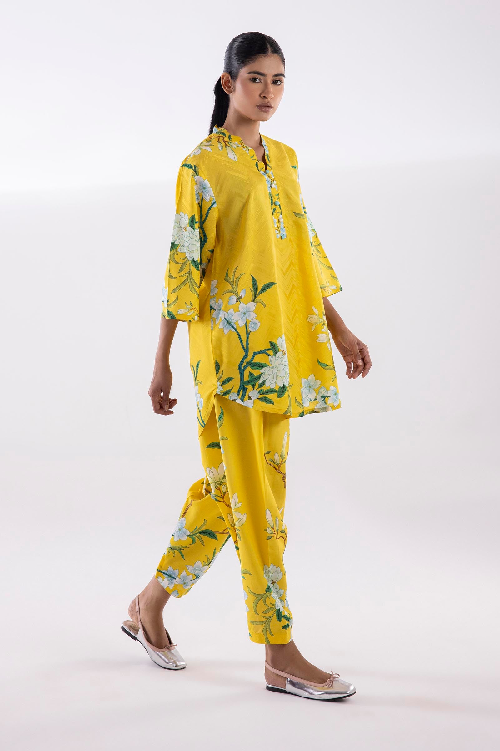 Stitched Printed Jacquard Shirt + Bottom Main image