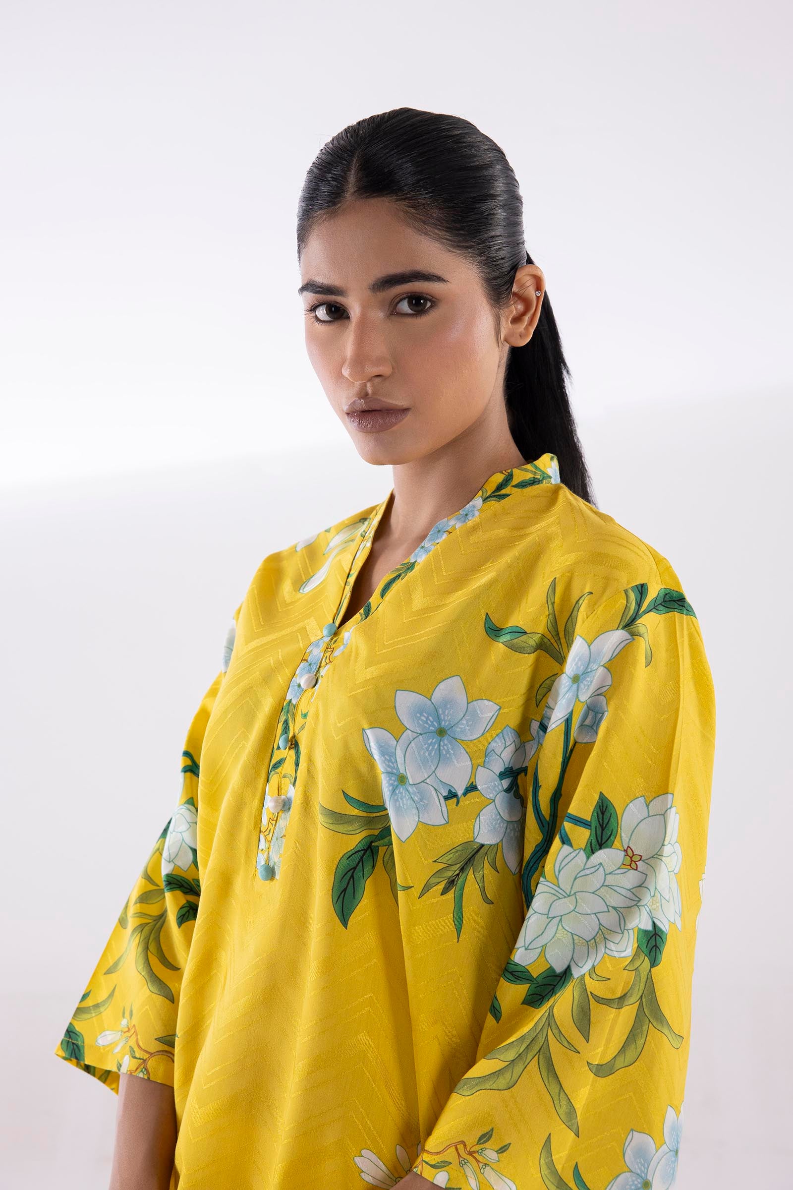 Stitched Printed Jacquard Shirt + Bottom Secondary image