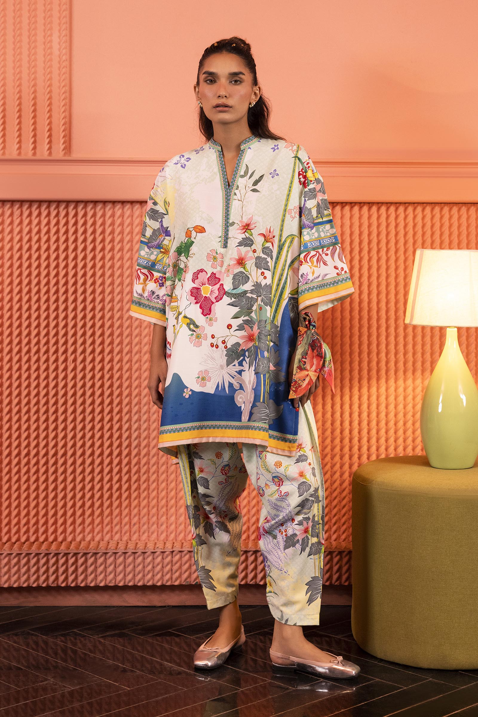 Stitched Printed Herringbone Shirt + Shalwar Main image