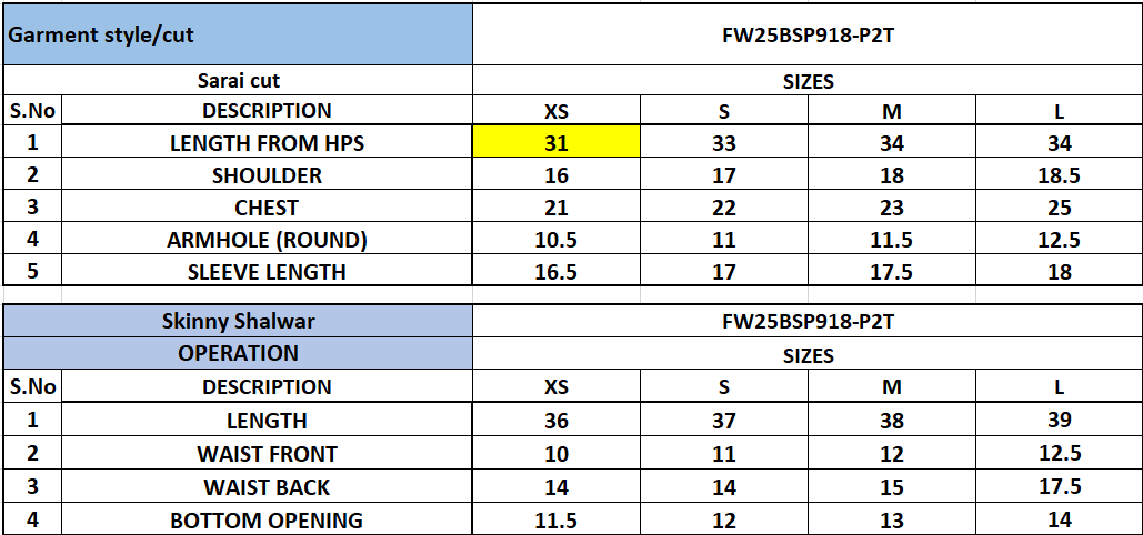 Size Chart