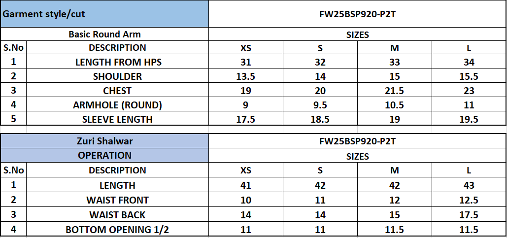 Size Chart
