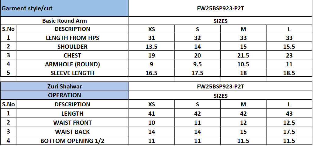 Size Chart