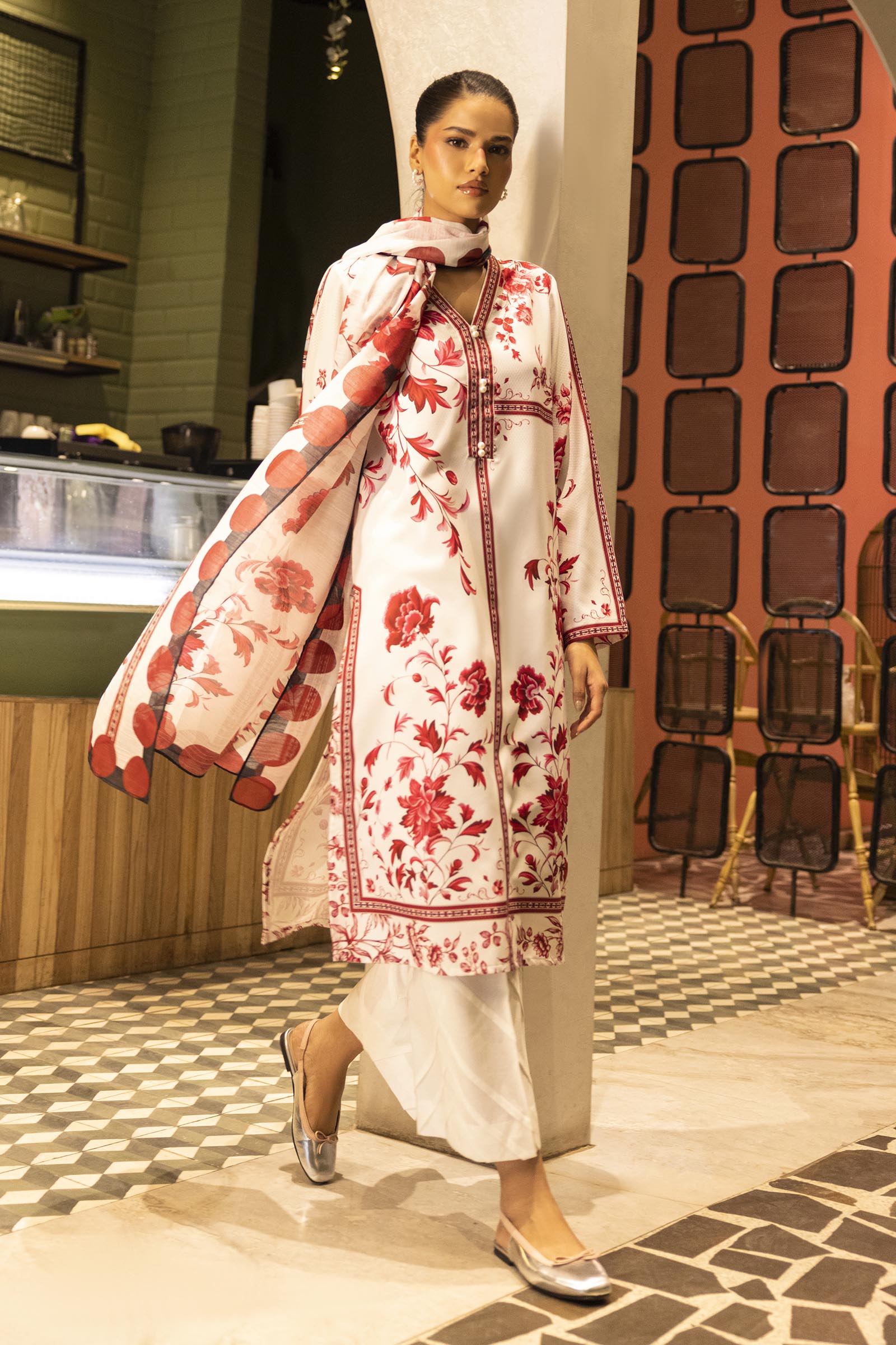 Stitched Printed Dobby Shirt + Dupatta Main image