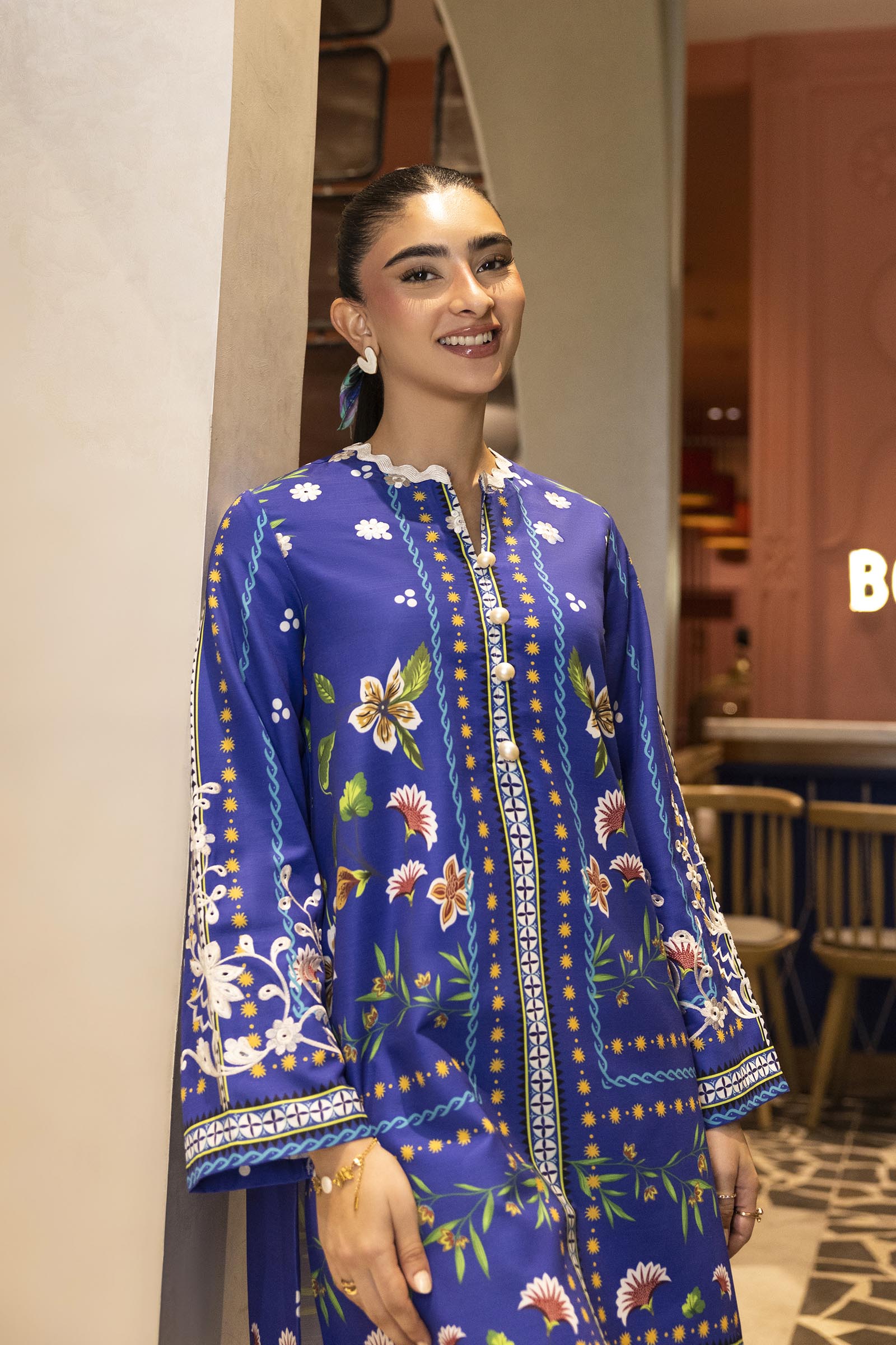 Stitched Embroidered Khaddar Shirt Secondary image