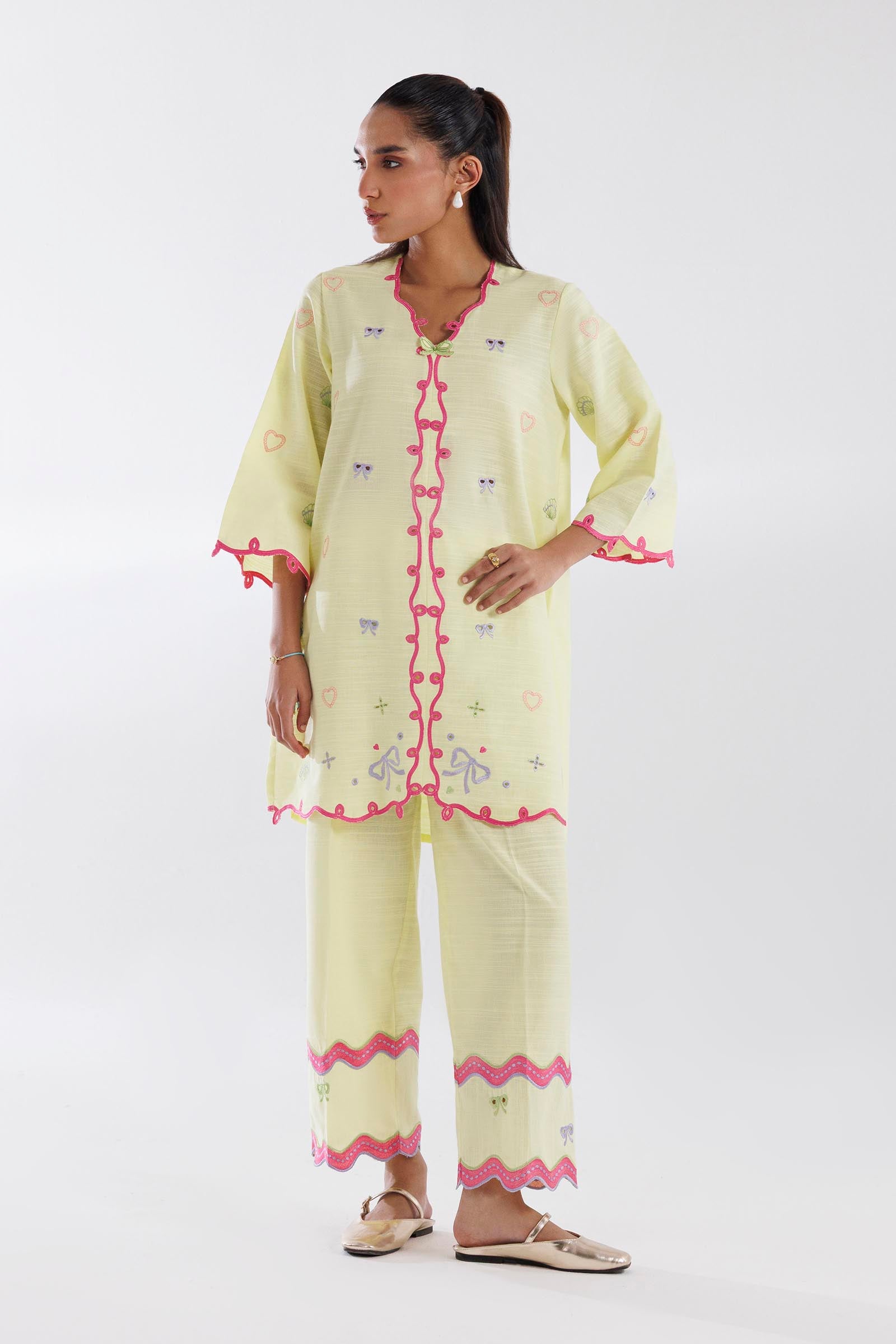 Stitched Khaddar Shirt + Culotte Main image