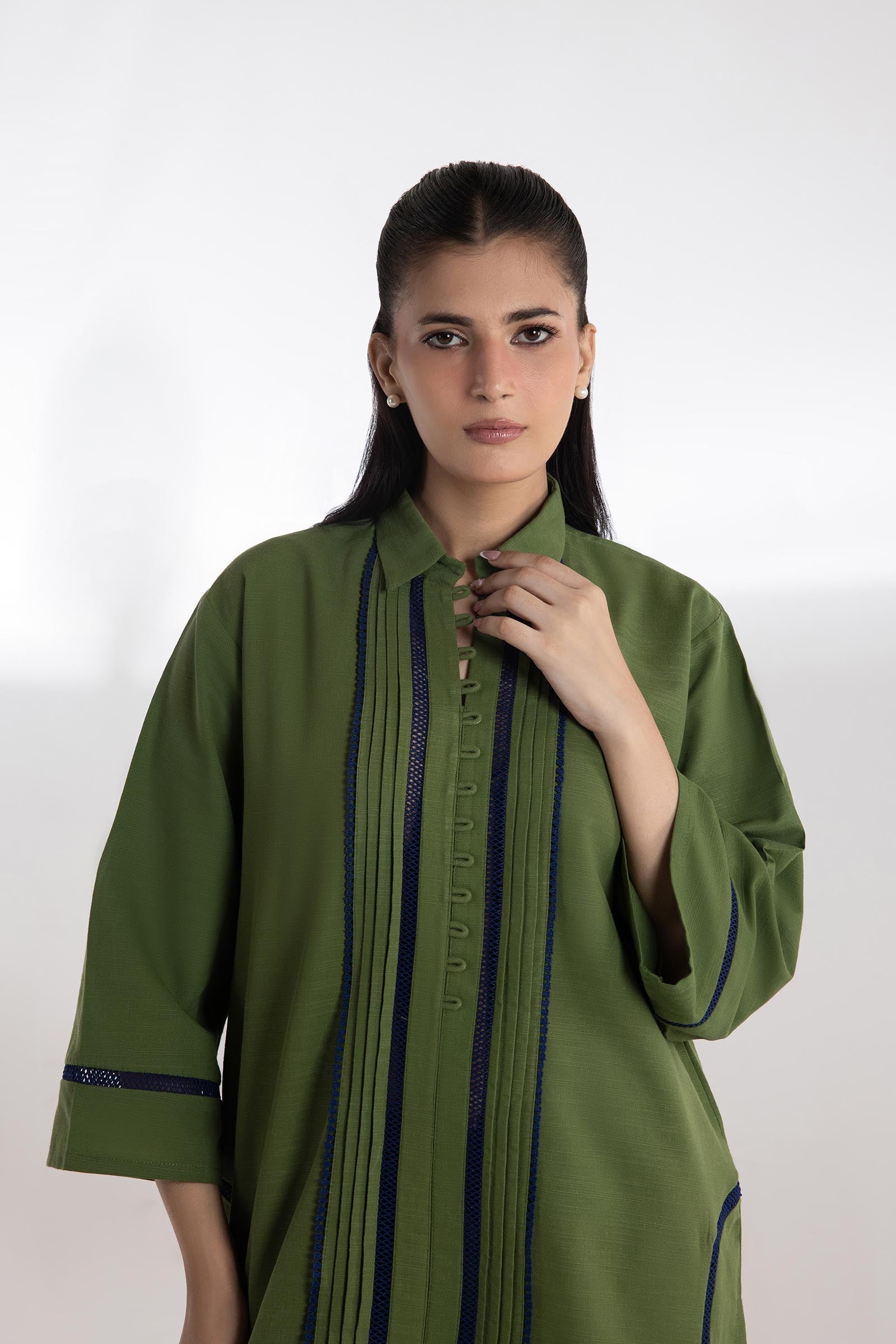 Stitched Slub Khaddar Shirt + Bottom Secondary image