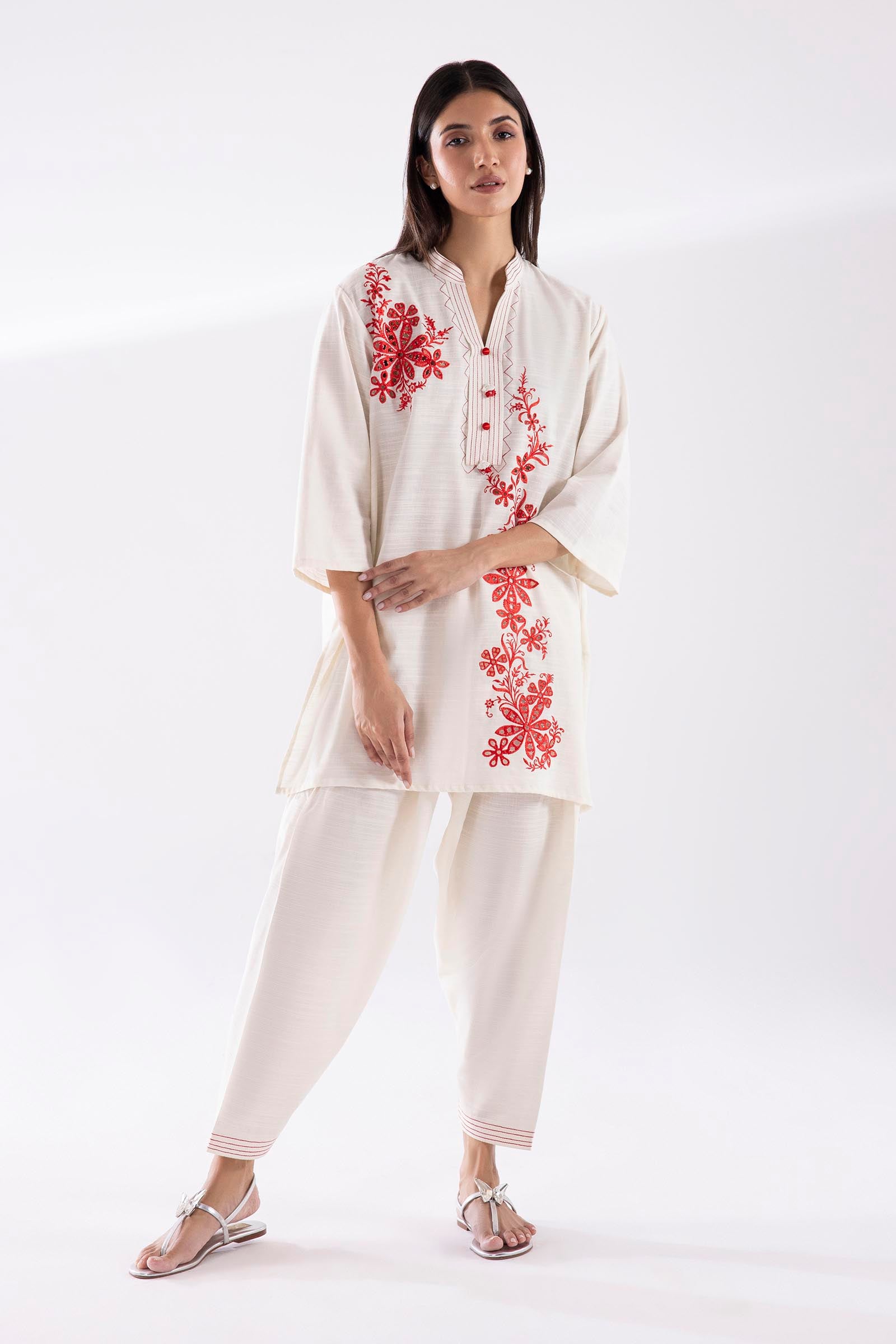 Stitched Embroidered Khaddar Shirt + Shalwar Secondary image