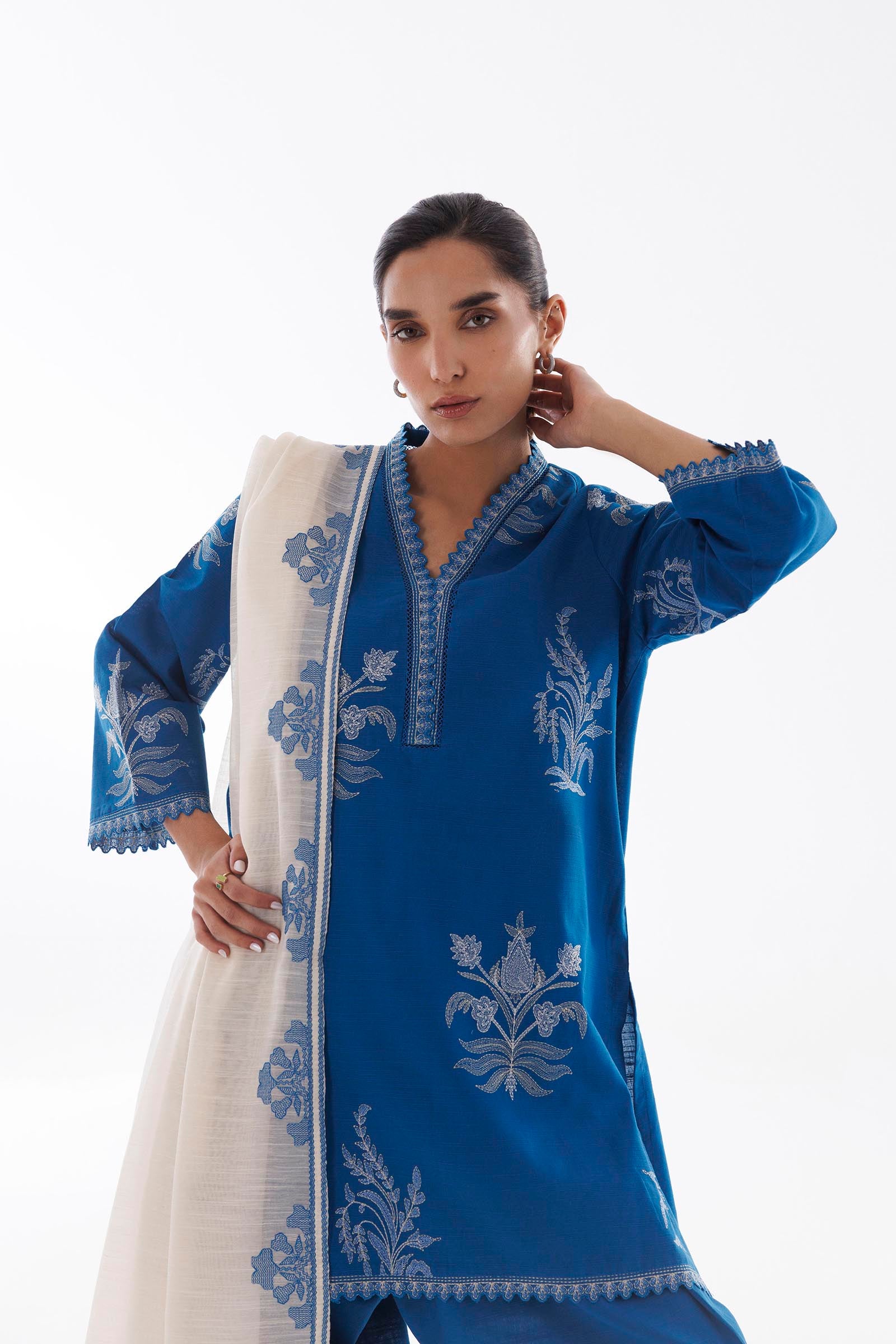 Stitched Embroidered Khaddar Suit Secondary image